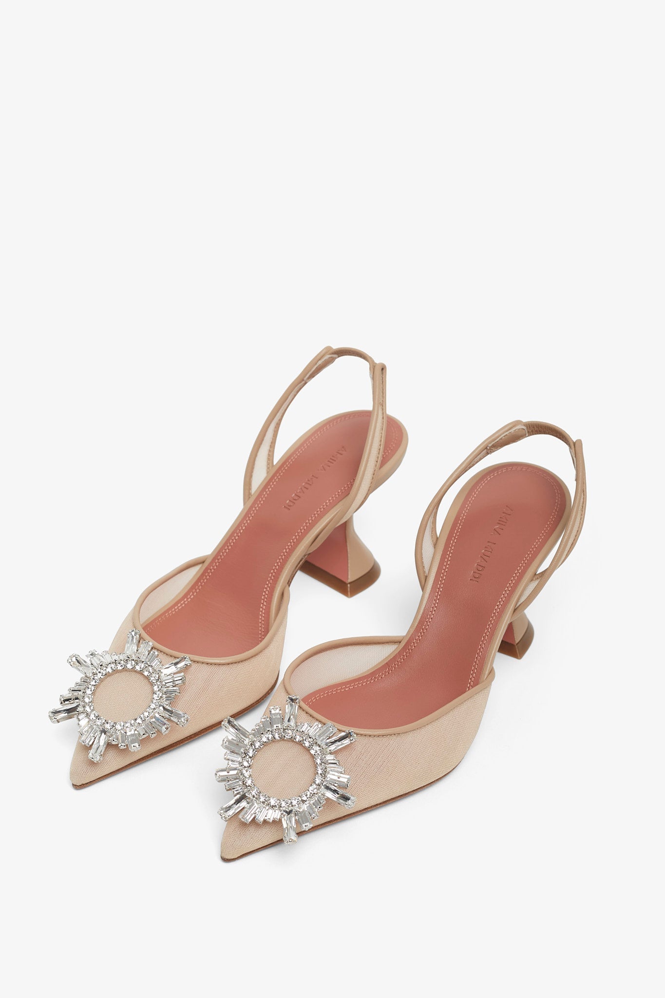 Begum 70 beige mesh slingback pumps