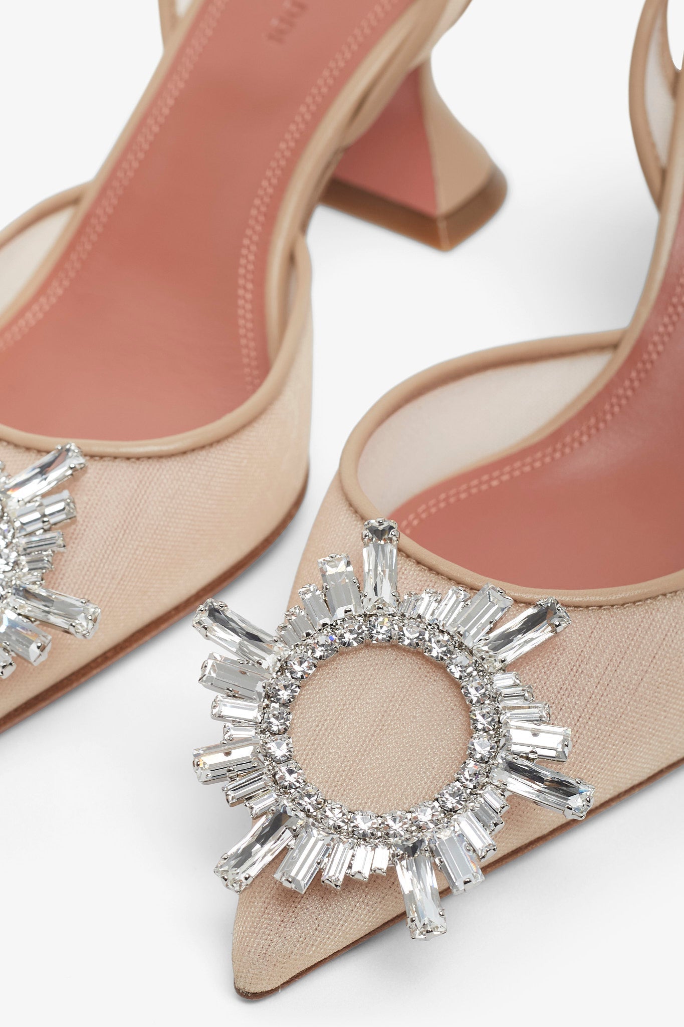 Begum 70 beige mesh slingback pumps