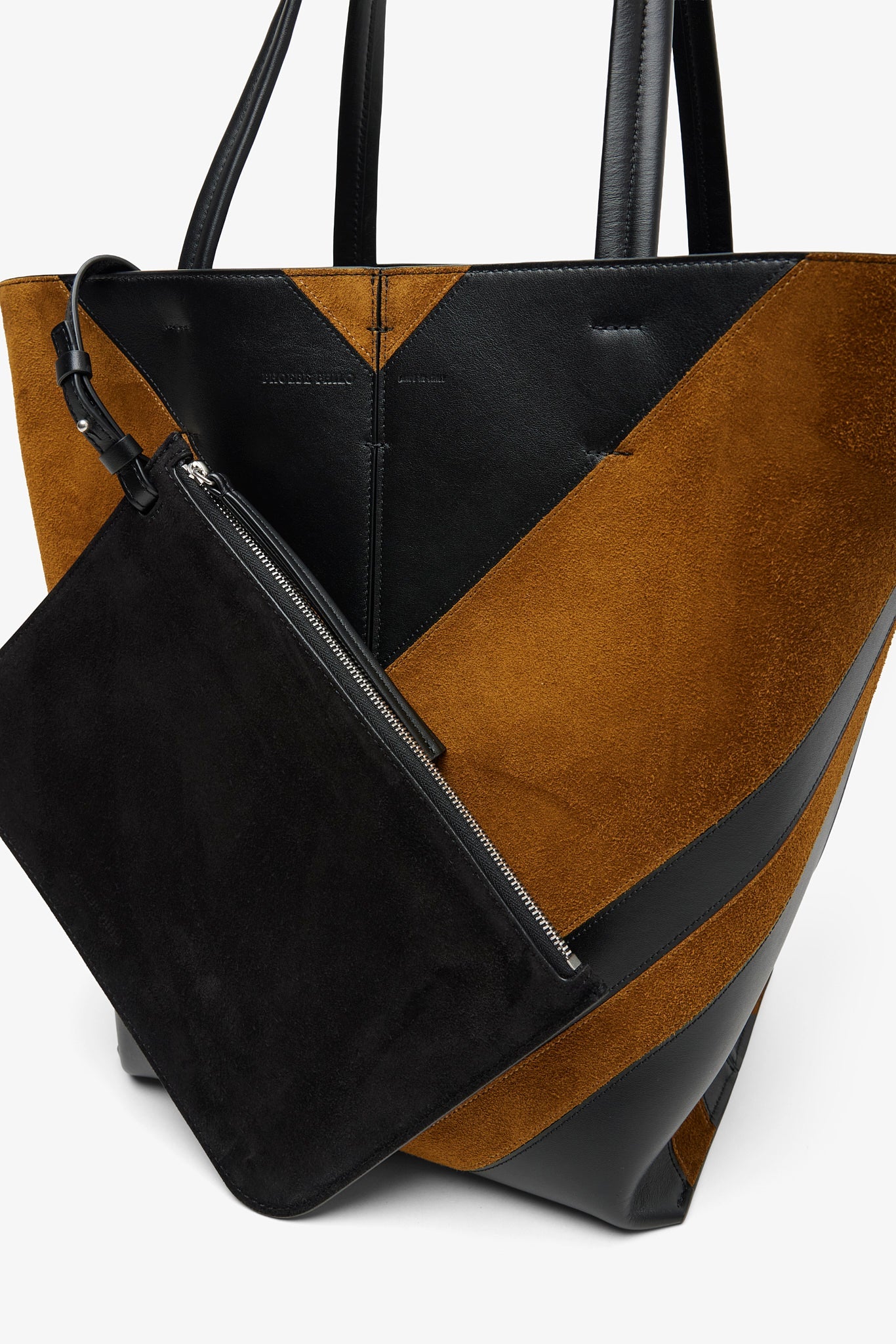 Pot black and beige tote bag