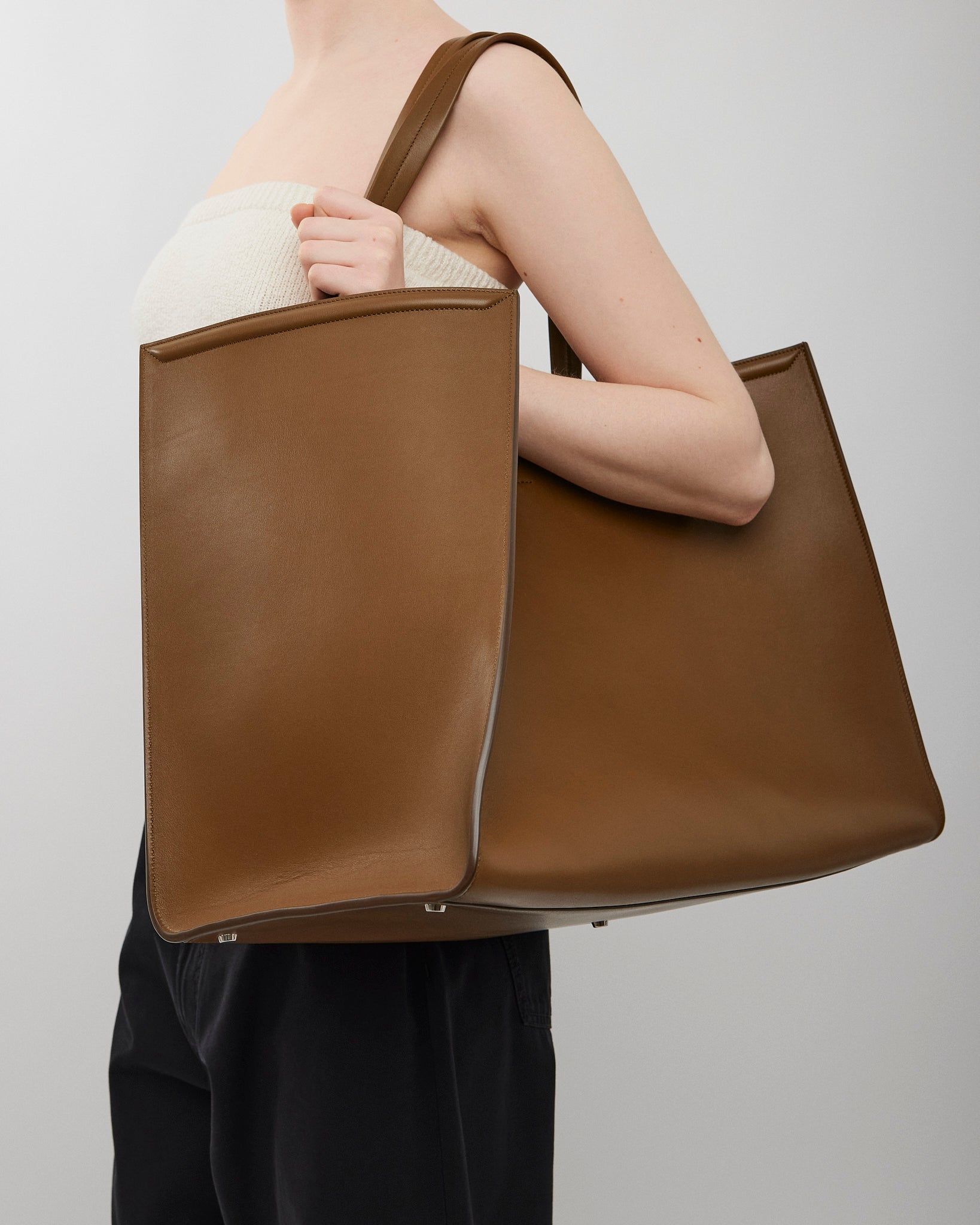 Slouch large khaki tote bag