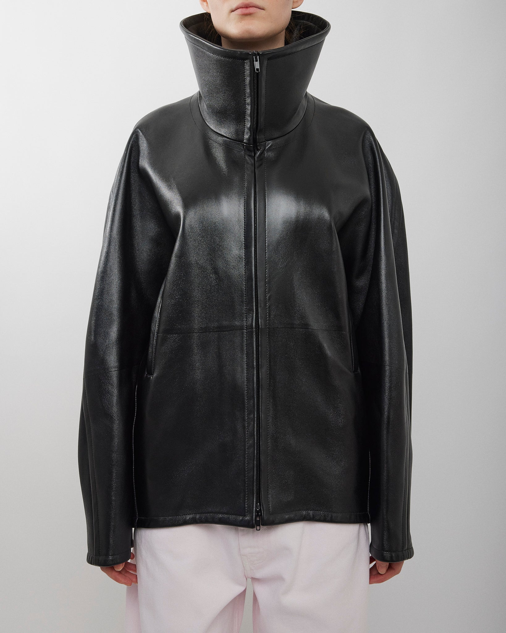 Swathe black leather jacket