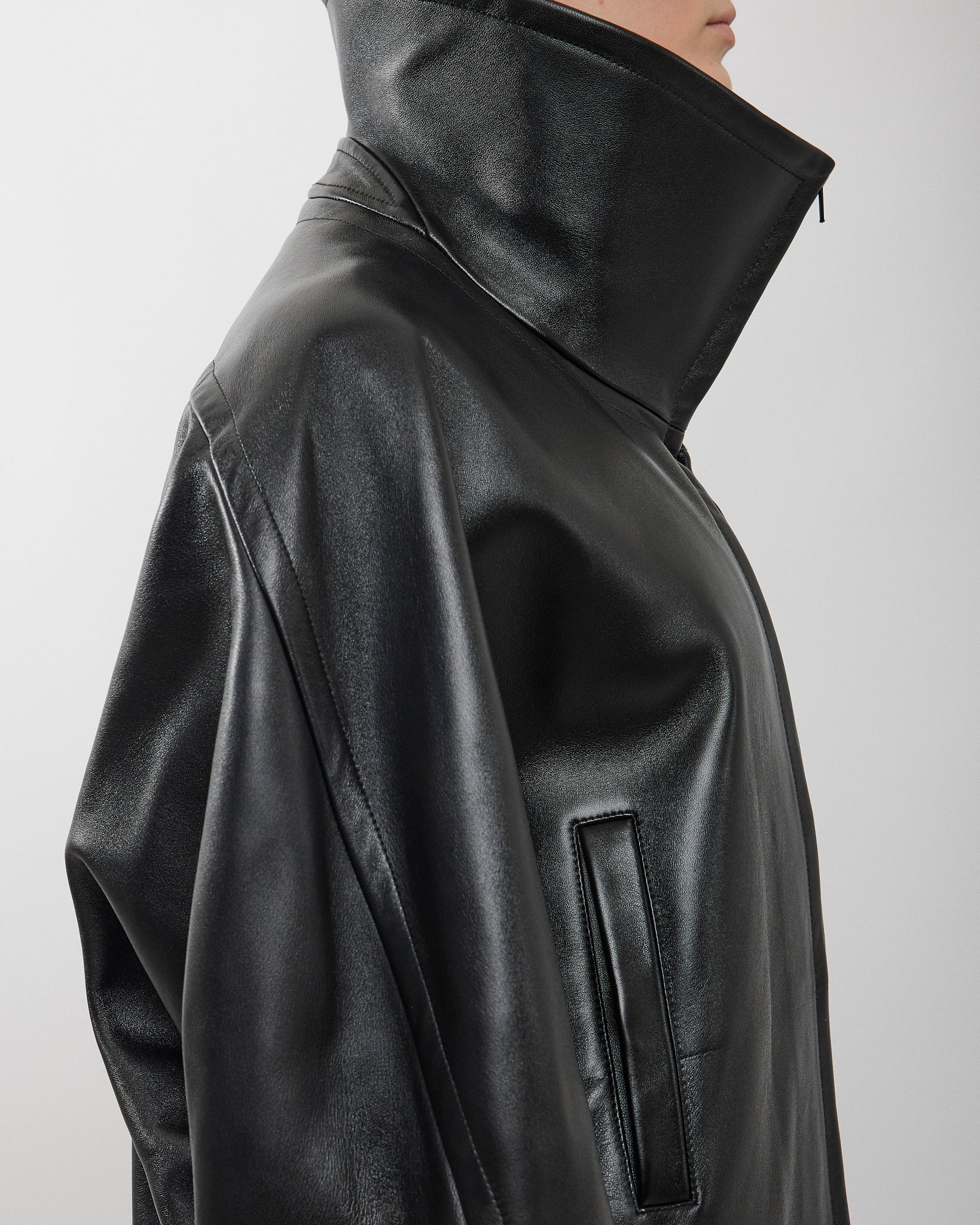 Swathe black leather jacket