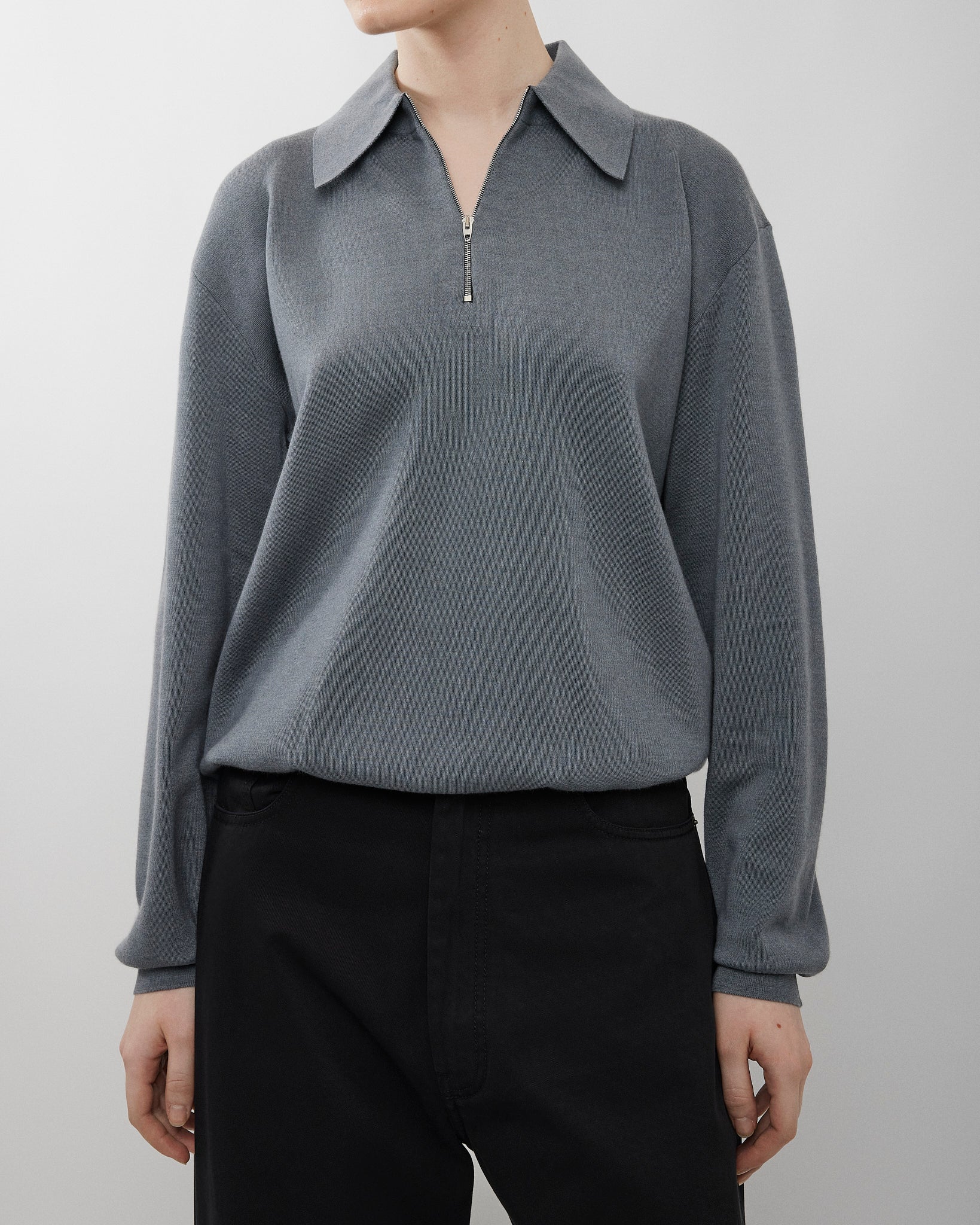 Zip grey polo top