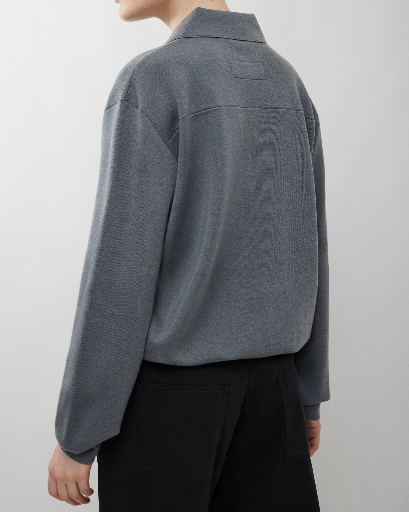 Zip grey polo top