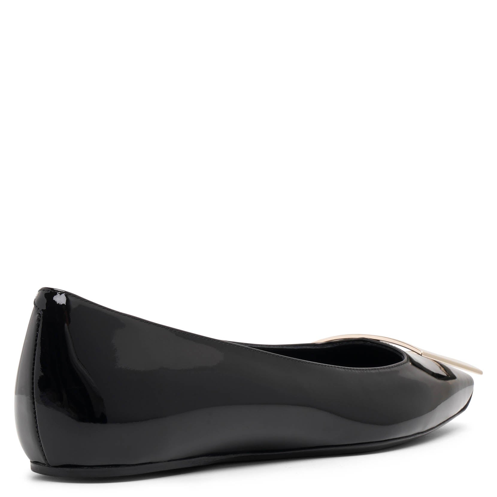 Trompette metal buckle black patent ballerinas