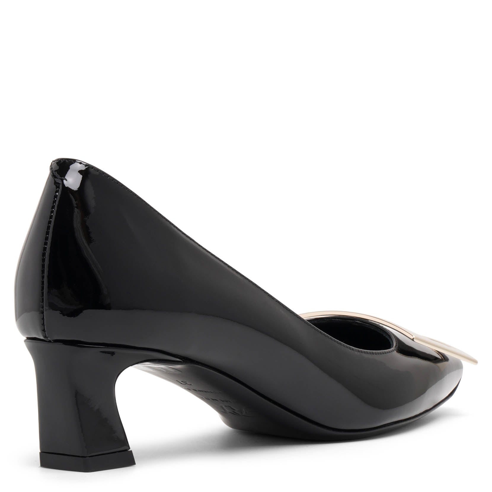 Trompette 45 metal buckle black patent pumps