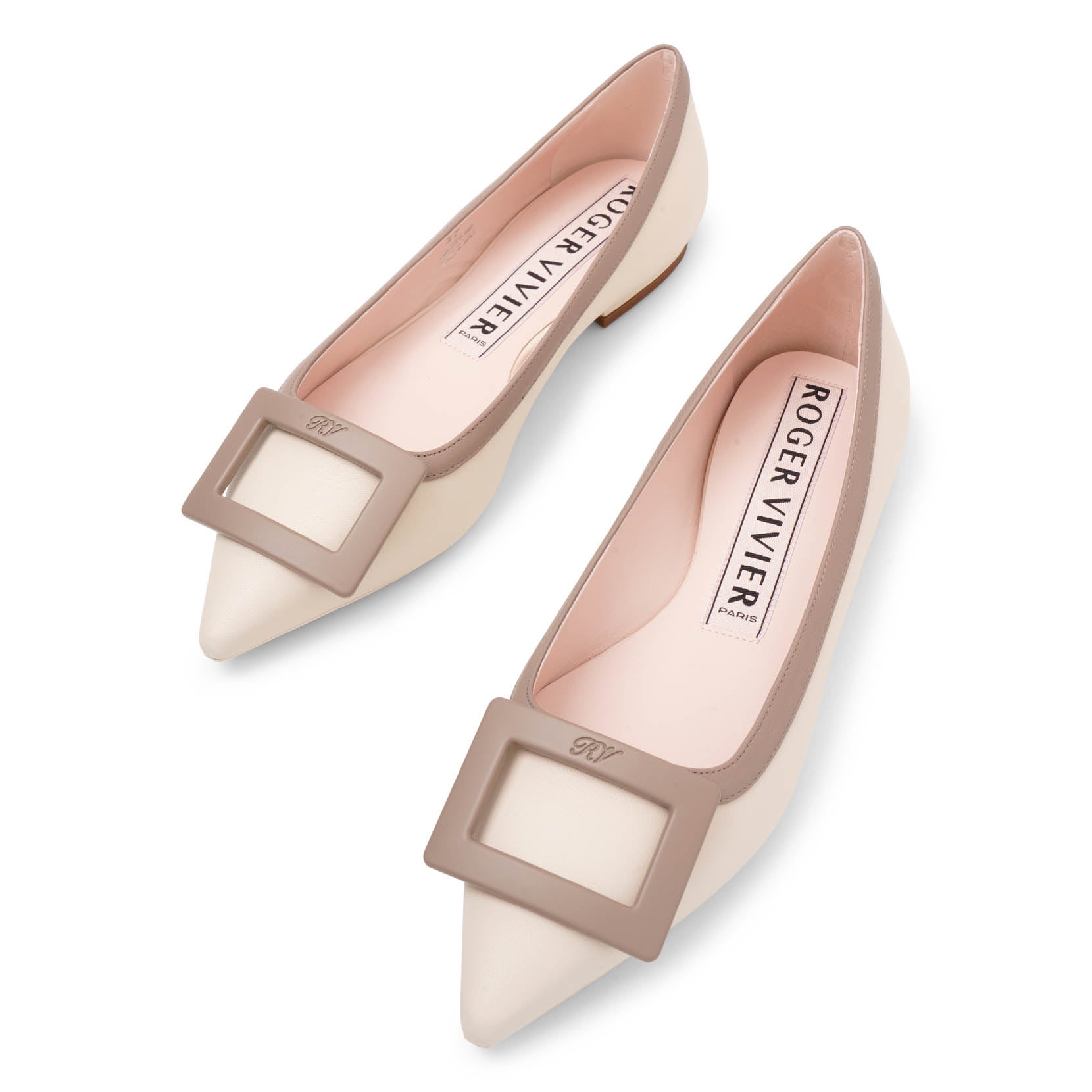 Gommettine white leather ballerinas