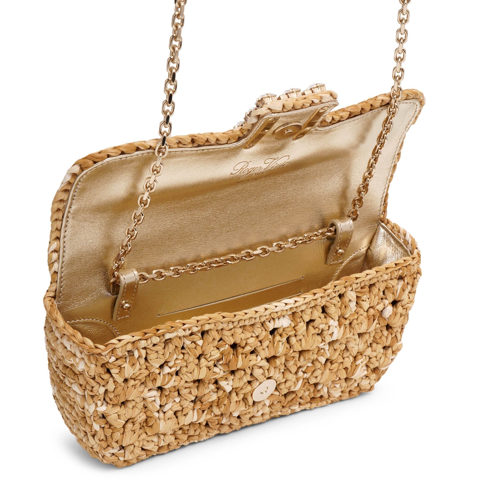Jeu de Fille Crochet raffia clutch bag