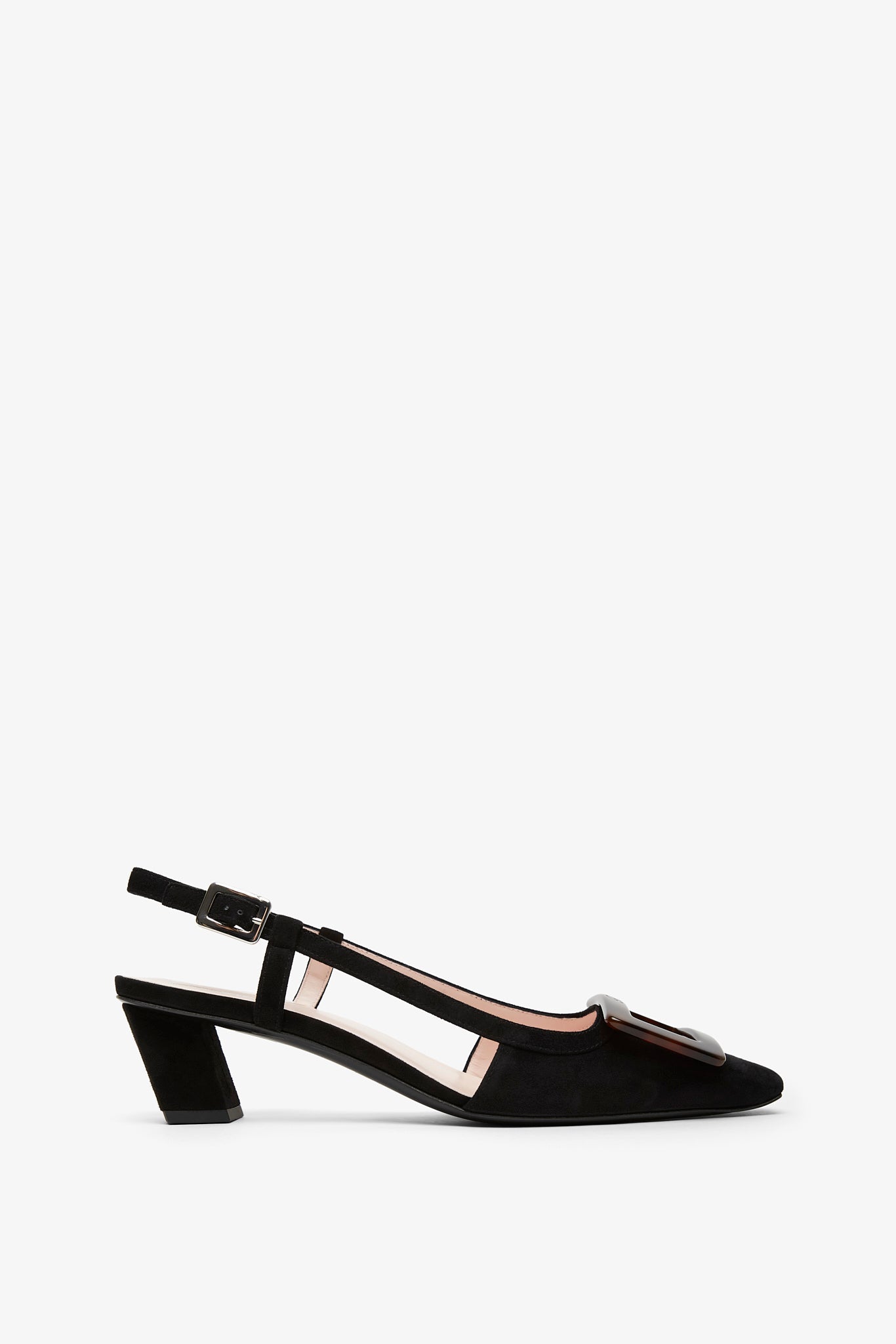 Belle Vivier black turtle sling backs
