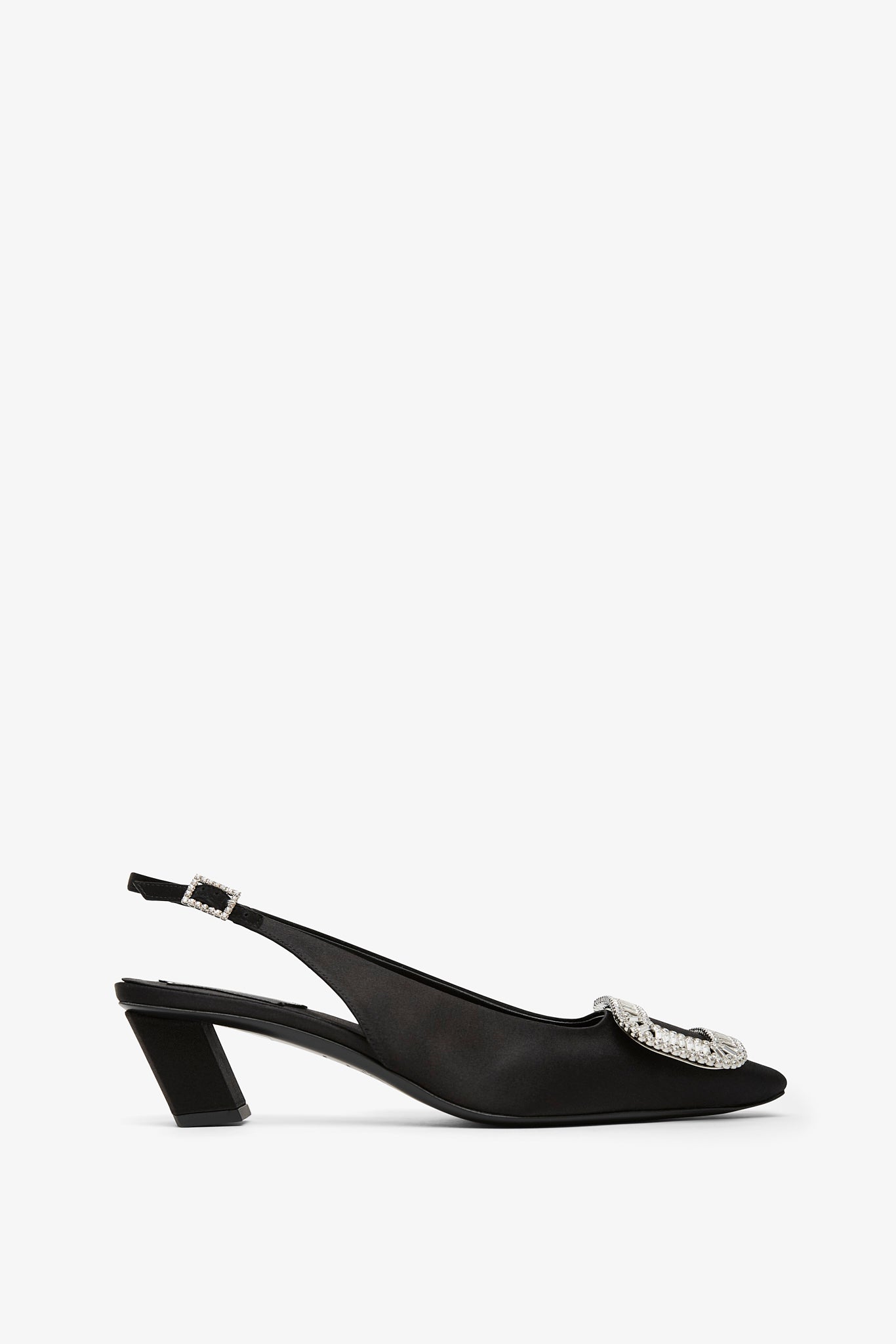 Belle Vivier pilgrim 45 black satin sling backs