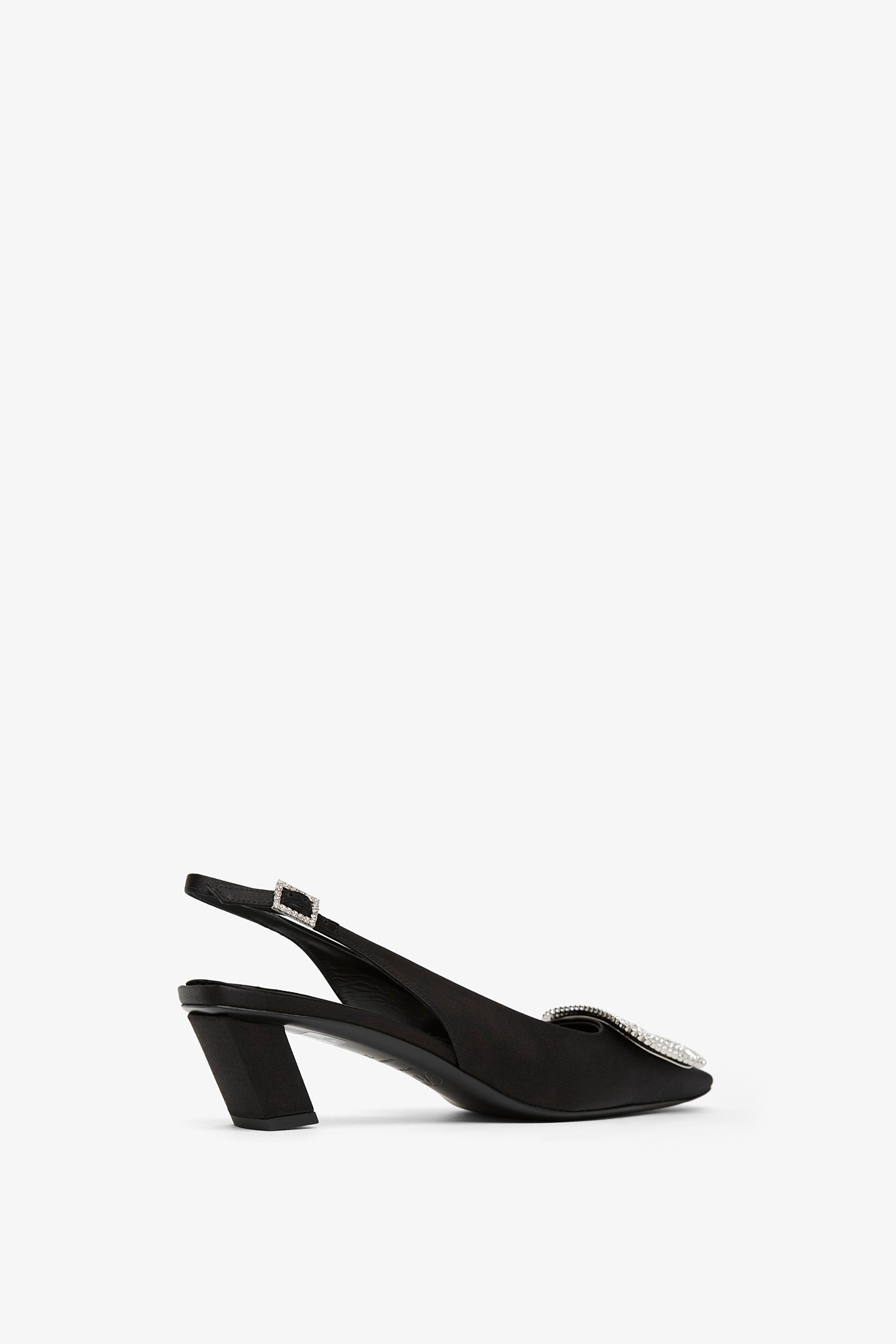 Belle Vivier pilgrim 45 black satin sling backs