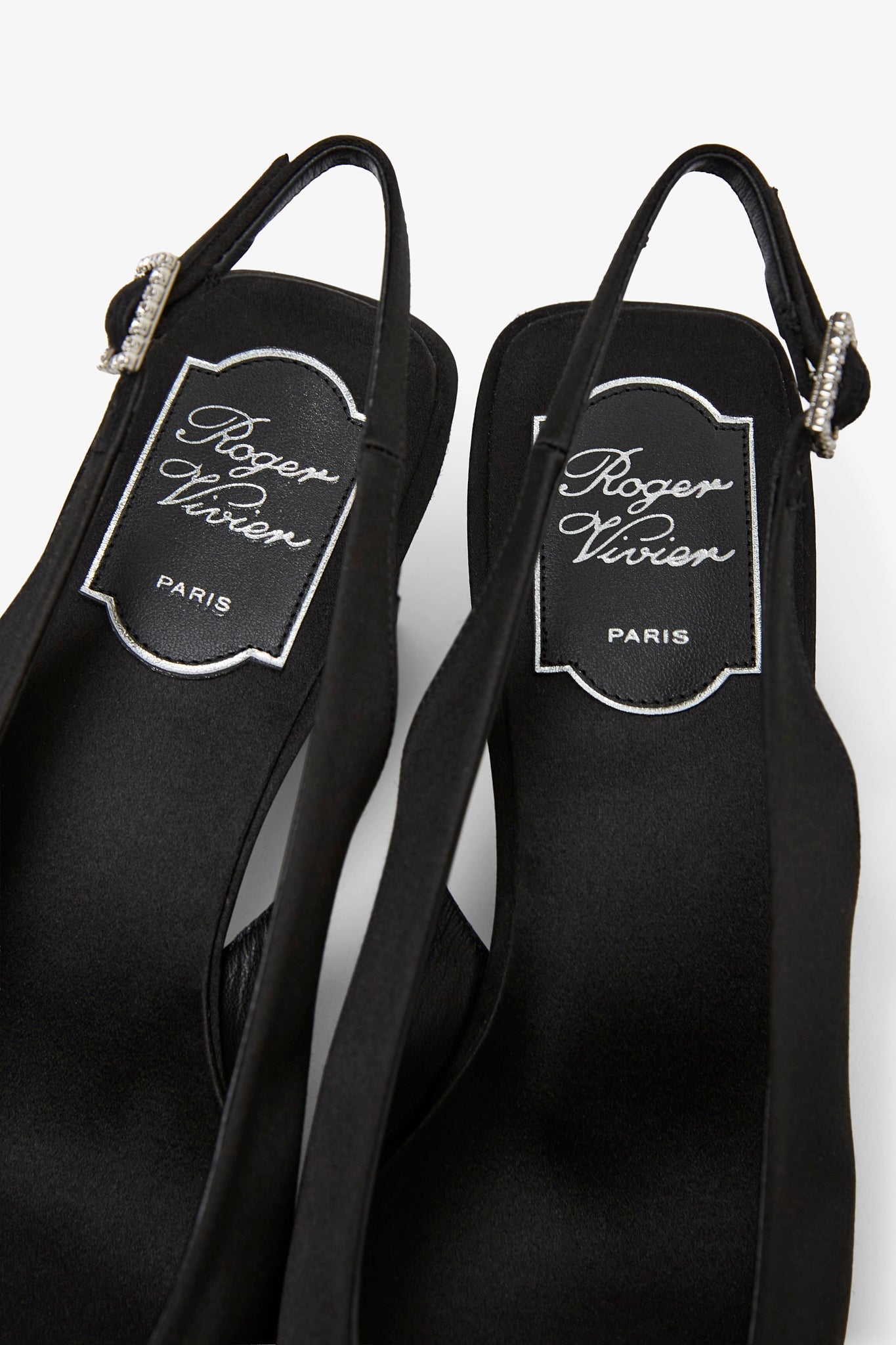 Belle Vivier pilgrim 45 black satin sling backs