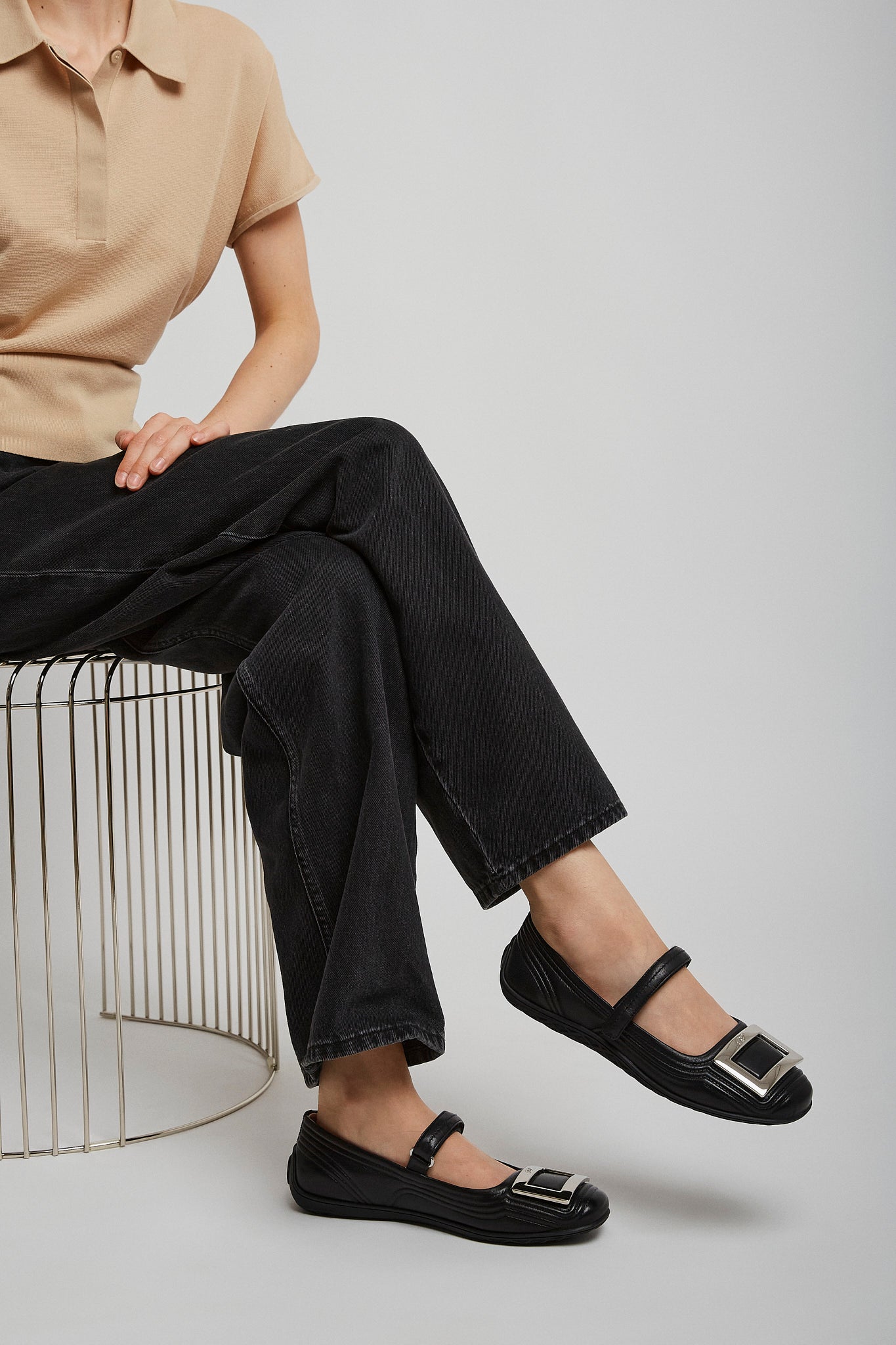 Padded black ballerinas