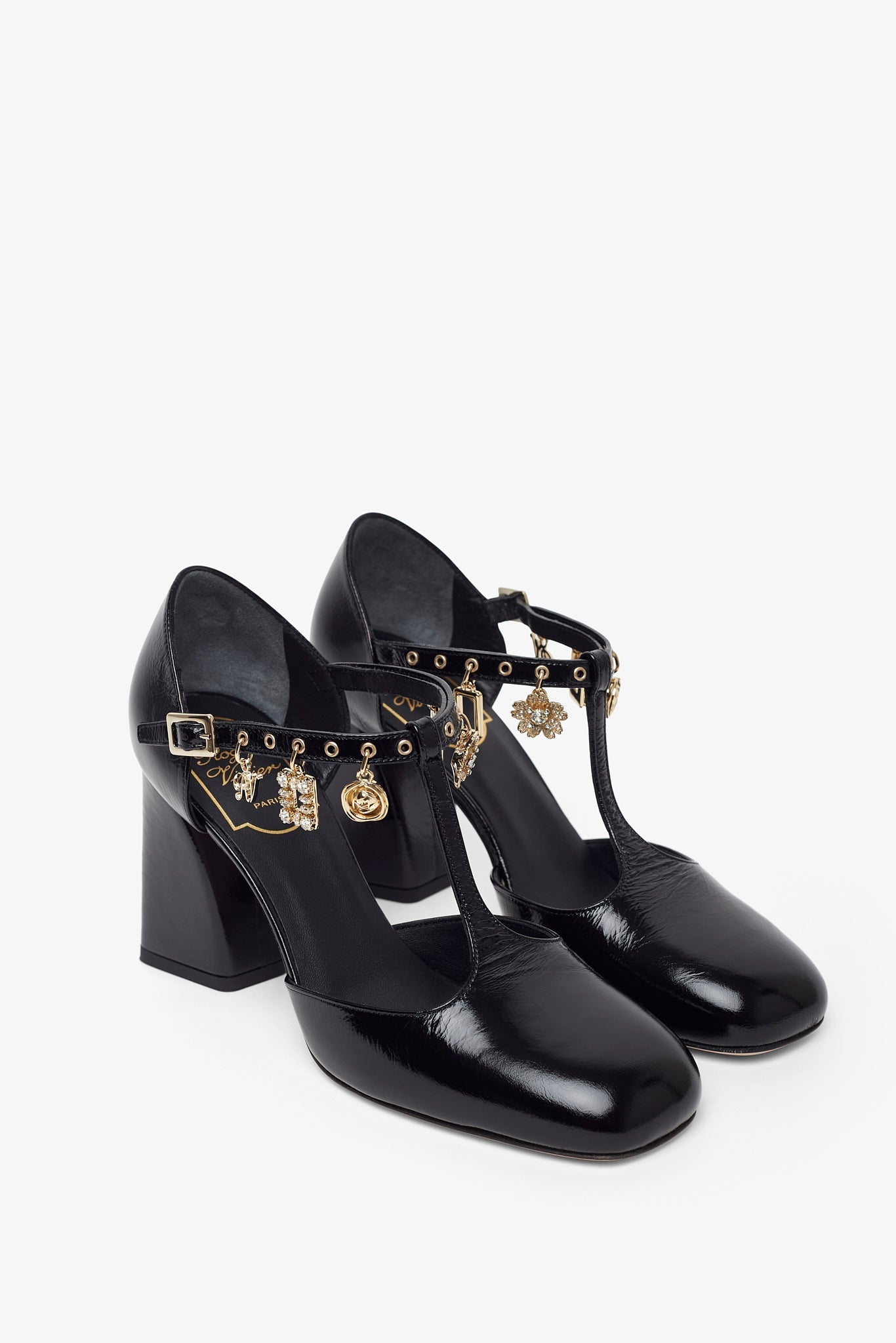 Tres Vivier 85 black with gold charms