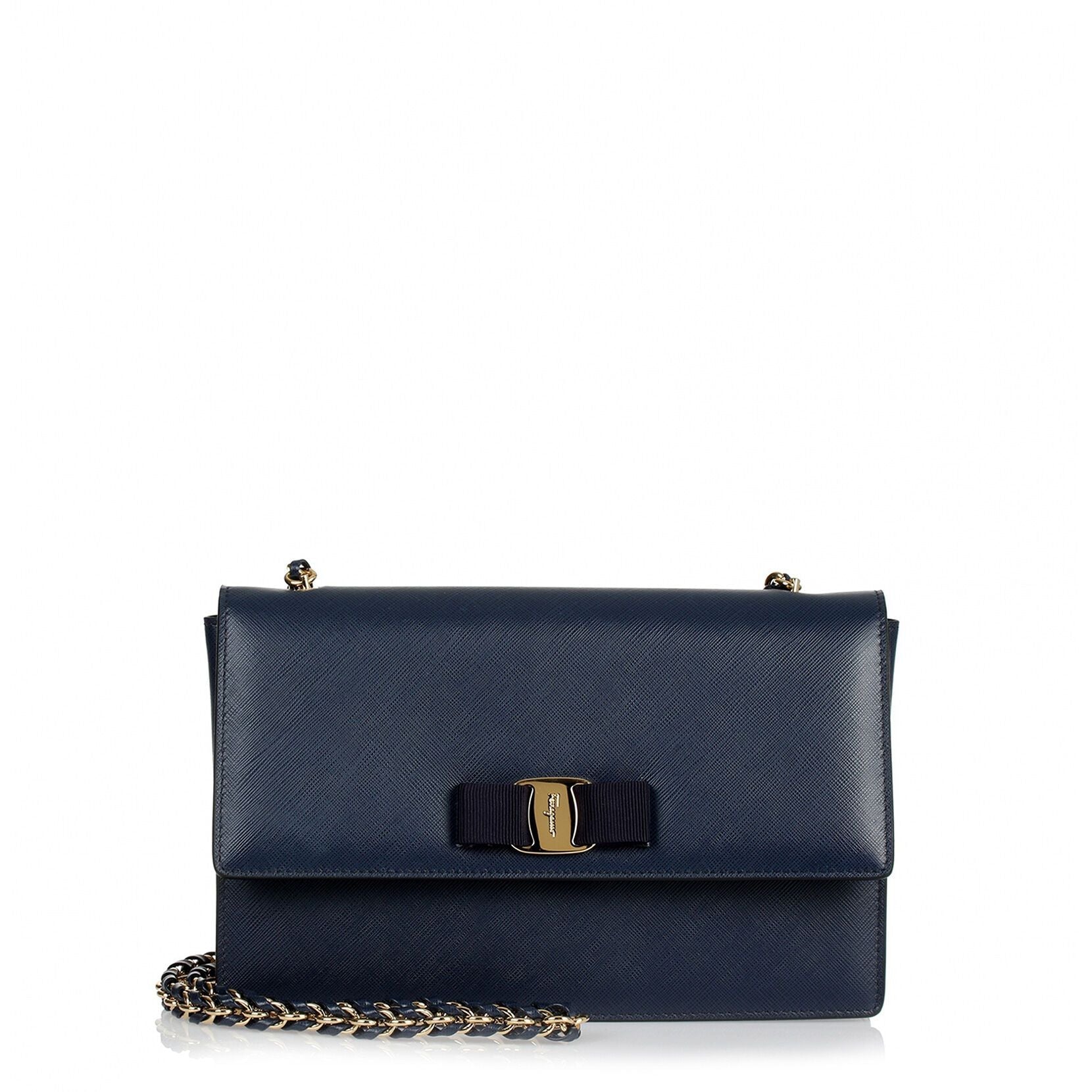Ginny navy leather shoulder bag
