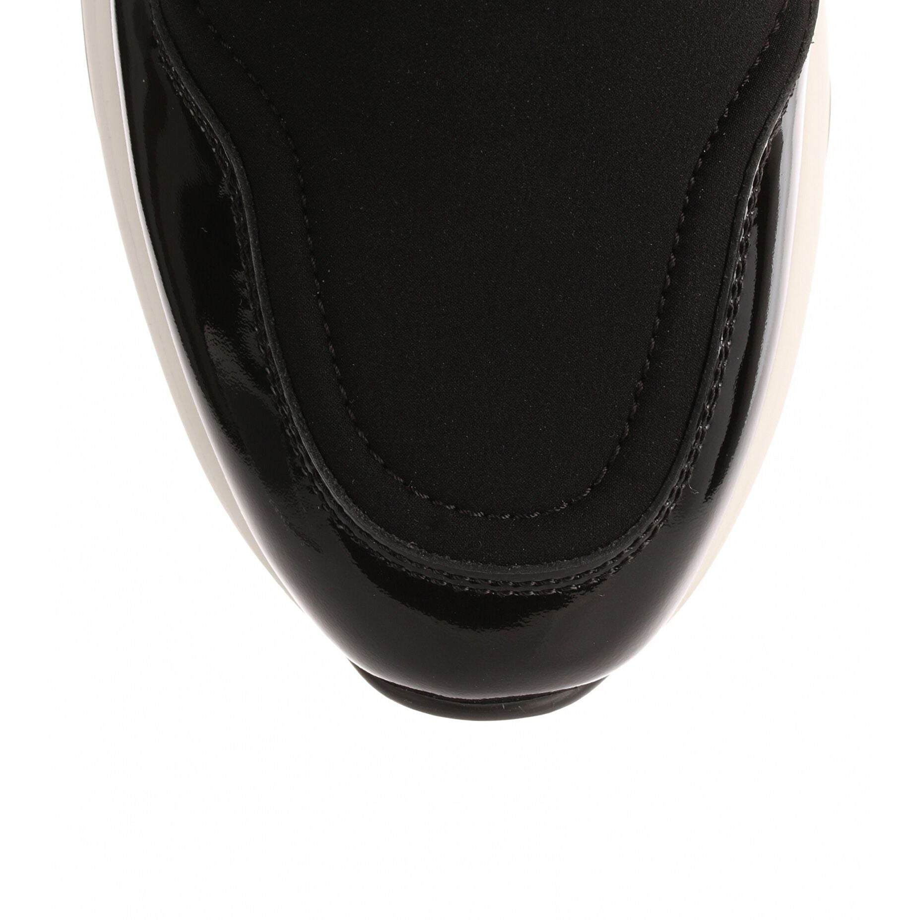 Giolly black fabric and patent leather sneaker
