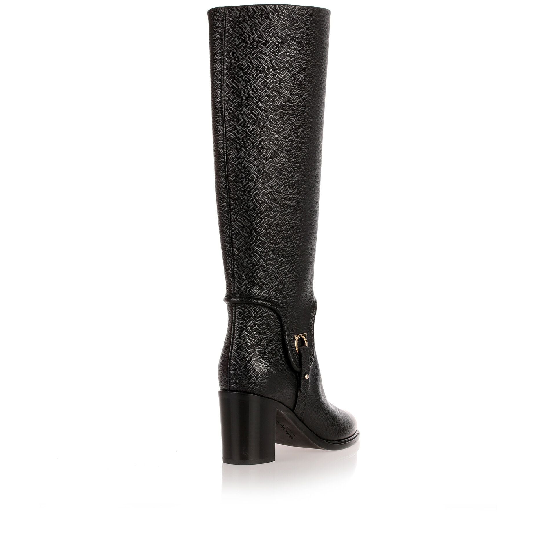 Flavius black leather knee-boot