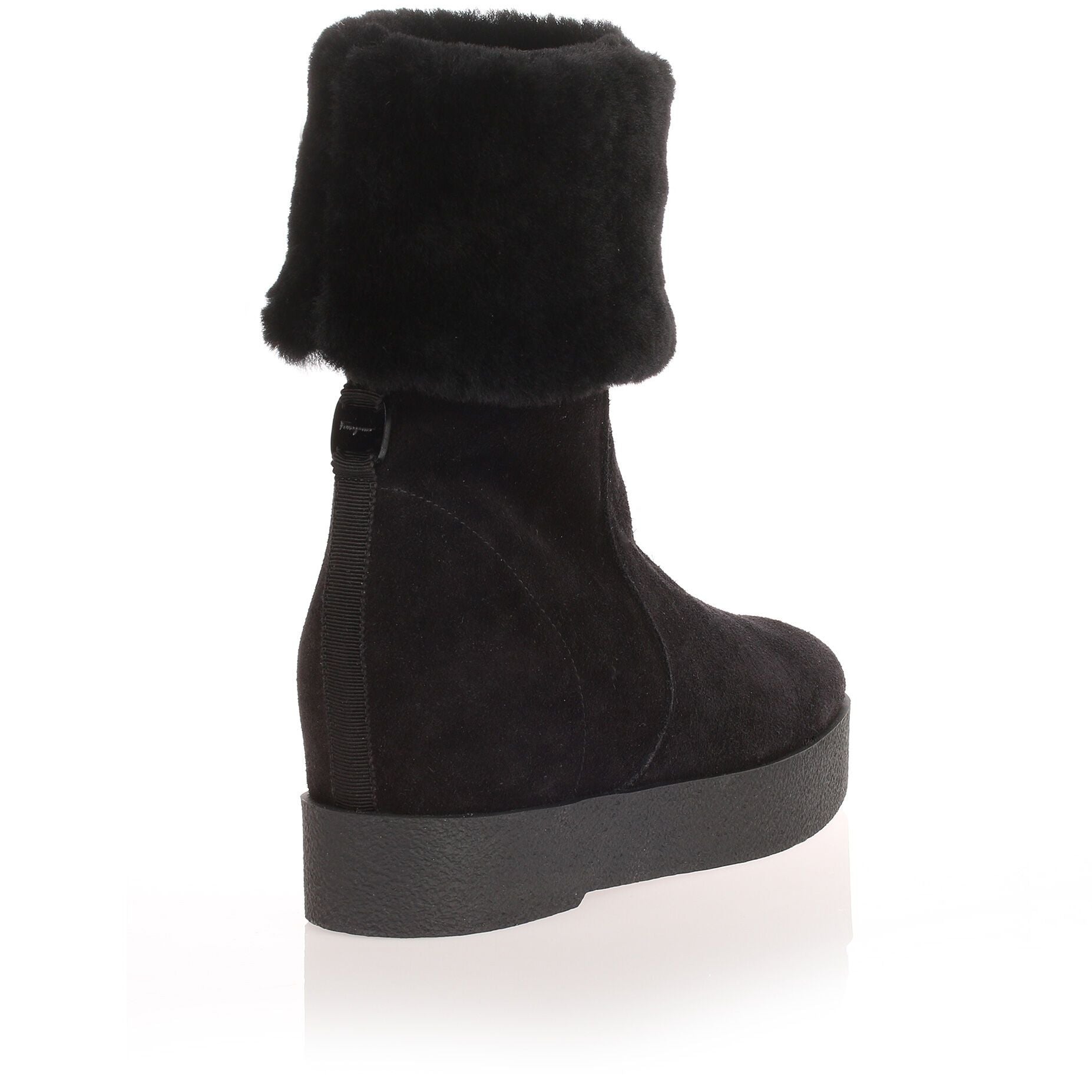 Falcon black suede shearling boot