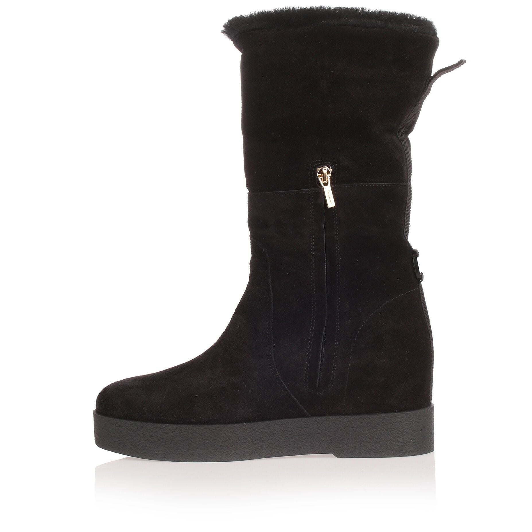 Falcon black suede shearling boot