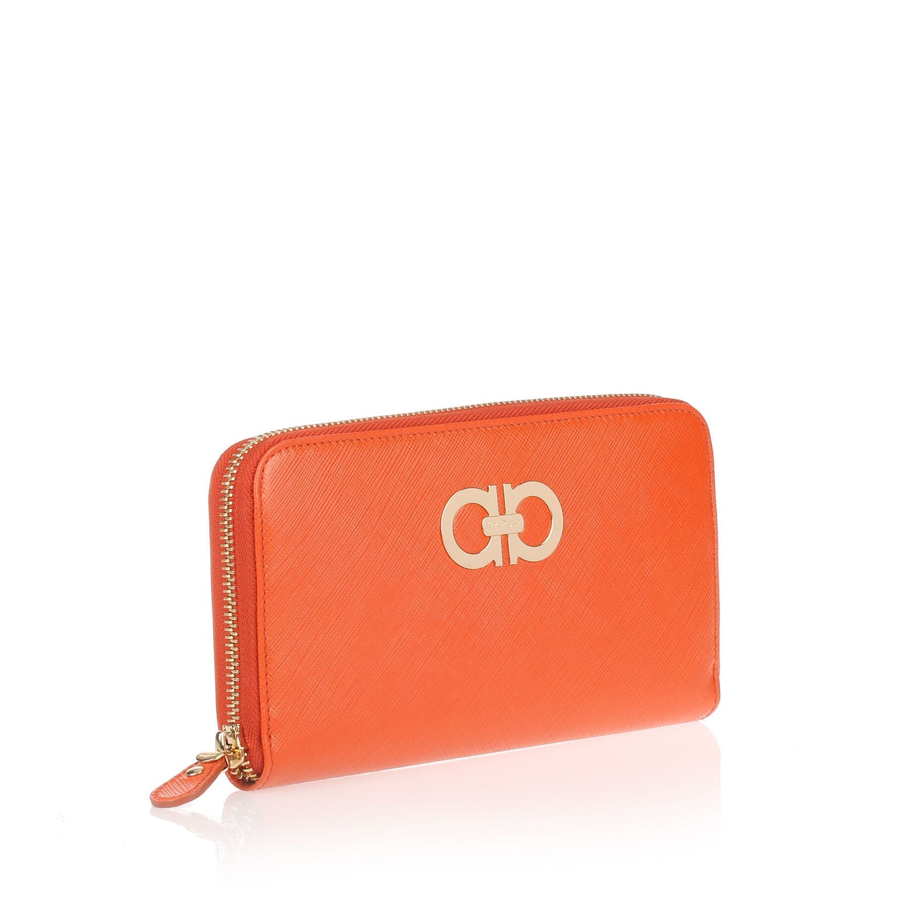 Orange leather Gancio wallet