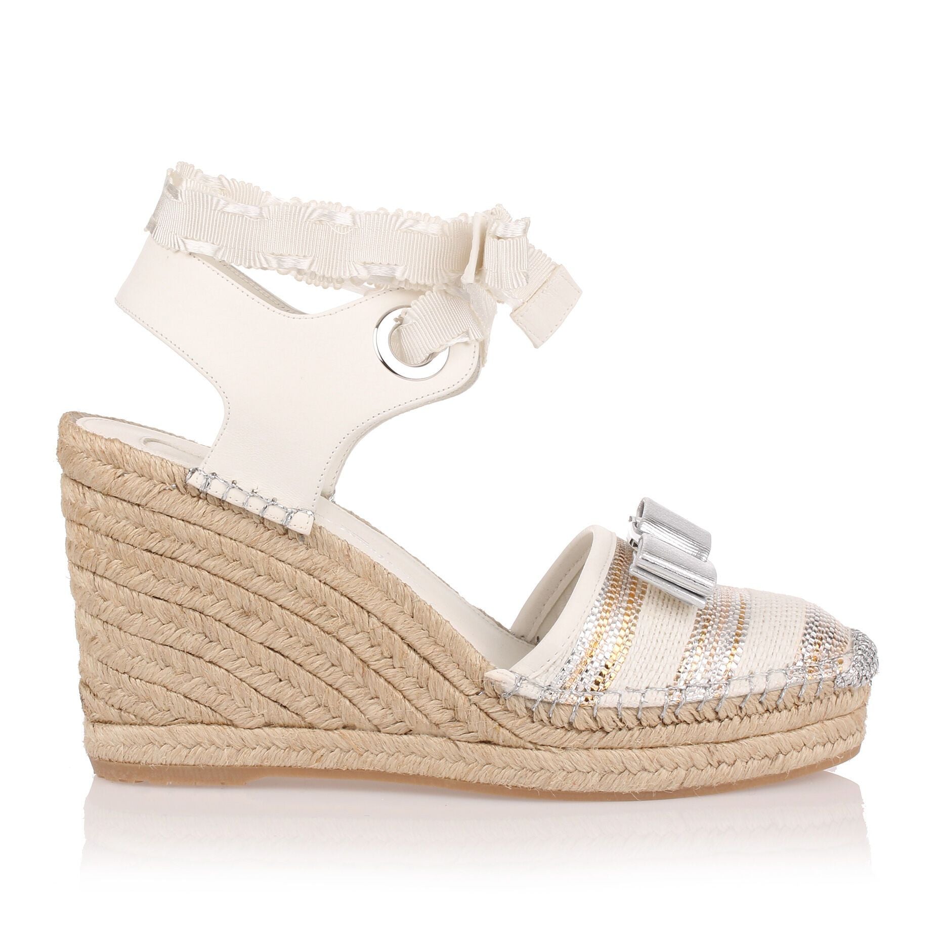 Eugenie 100 cream leather espadrille