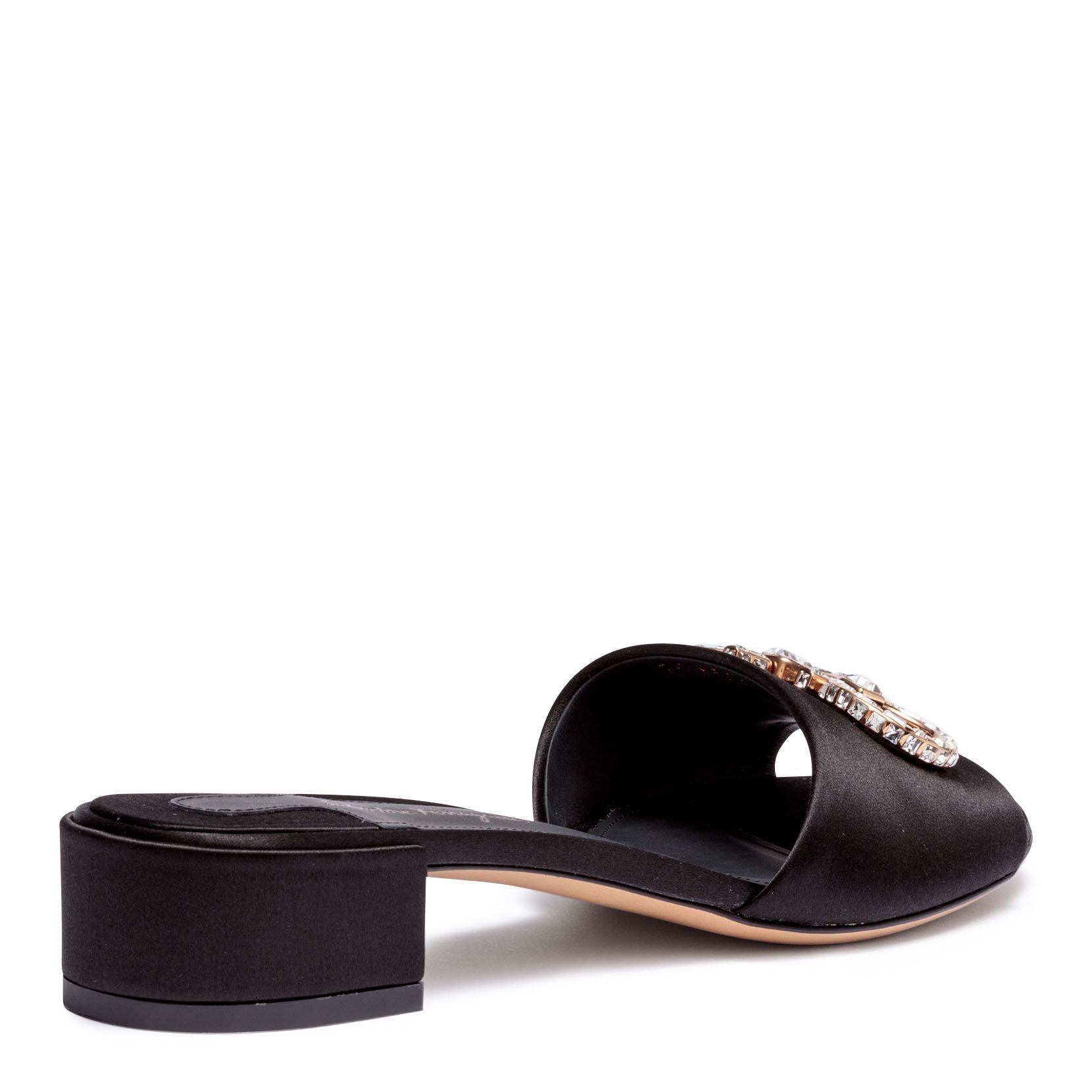 Lampio 30 black satin sandals