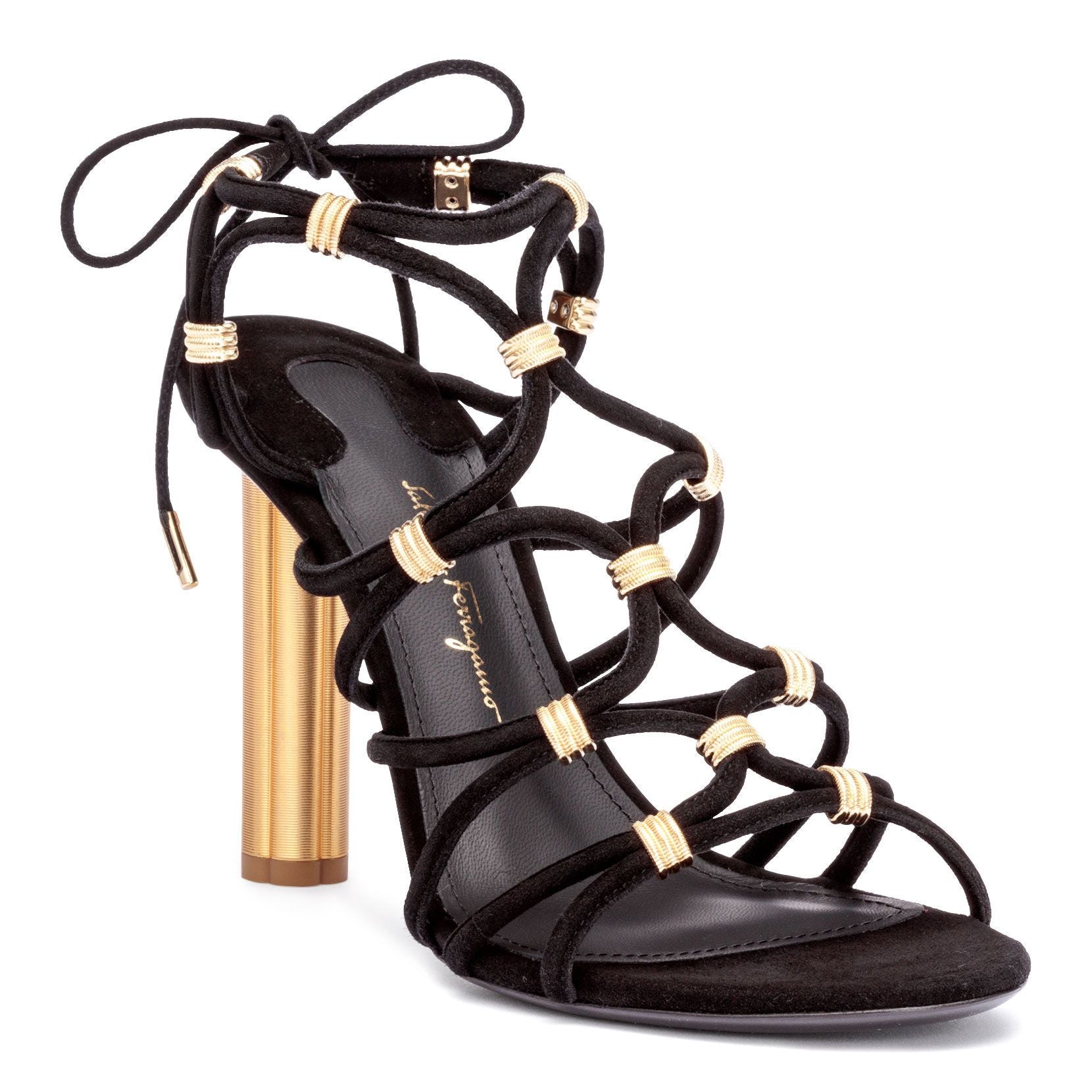 Fiuggi 105 black suede sandals