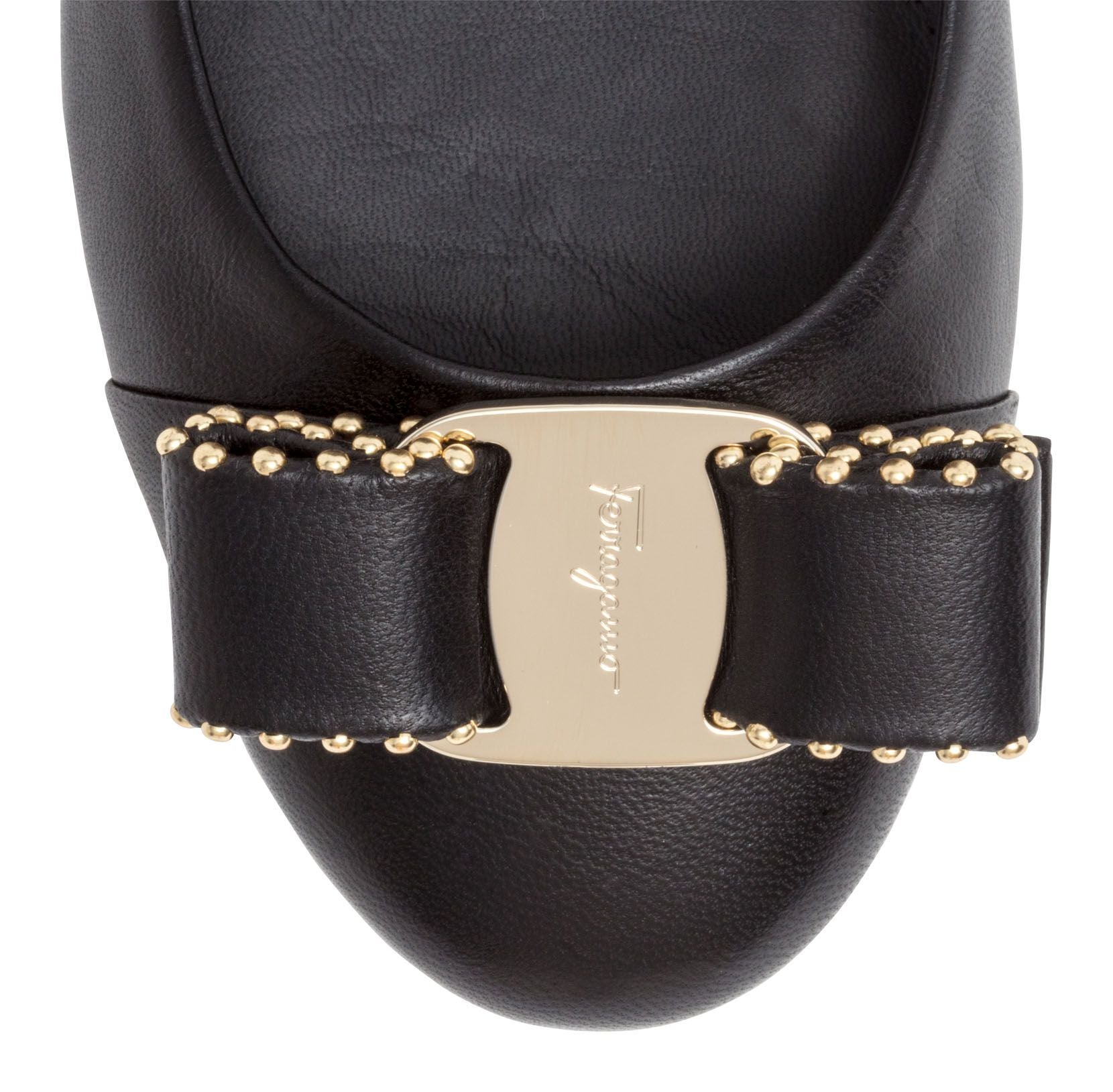Varina 10 black gold stud flats