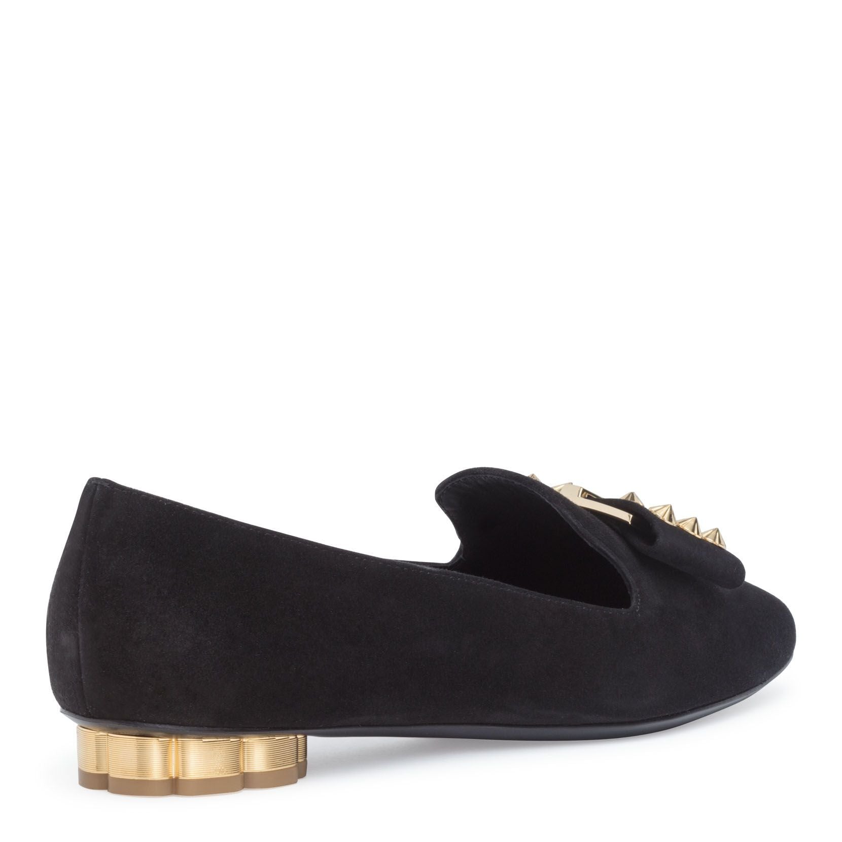 Sarno 10 black suede stud flats