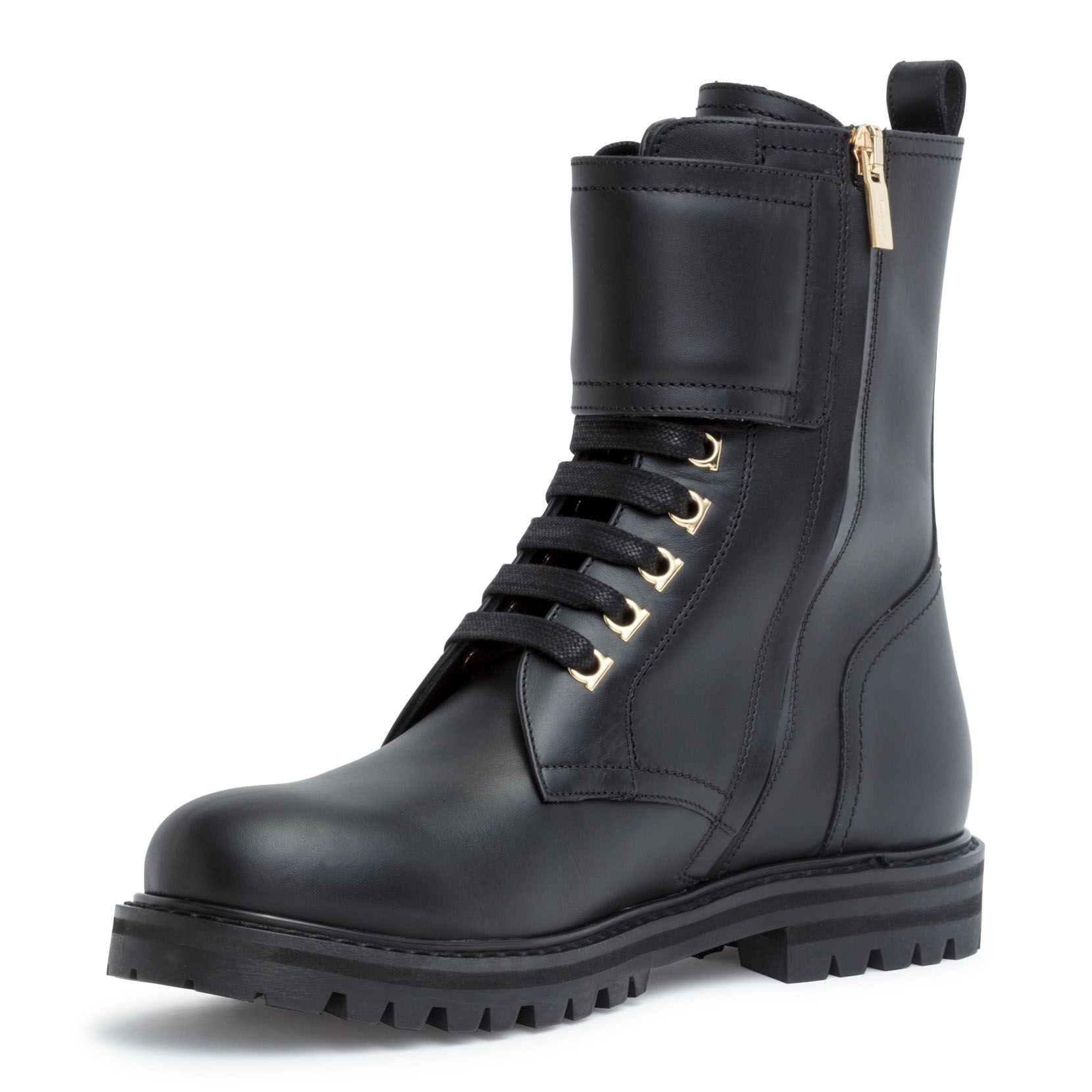 Crotone black combat boots