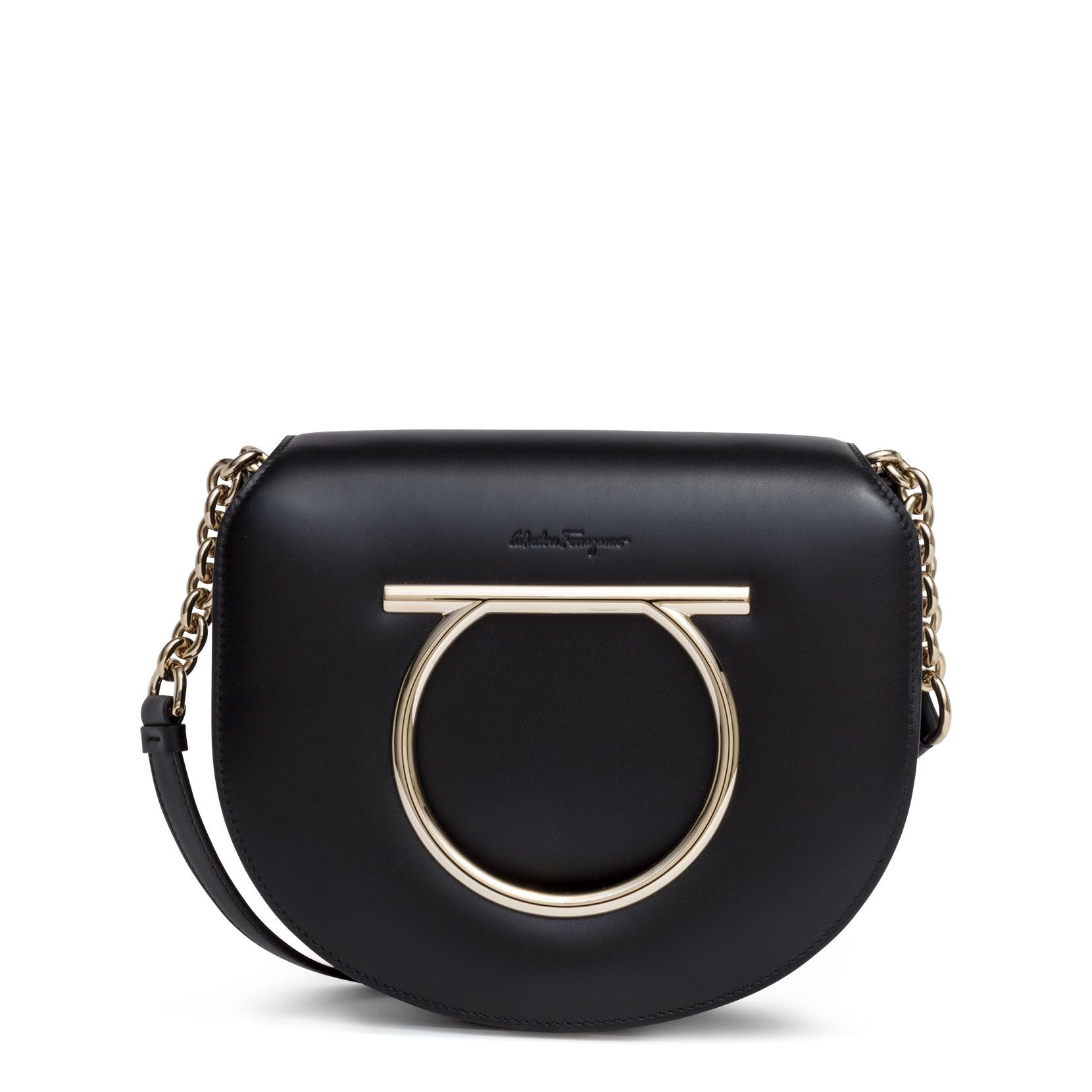 Gancino black leather bag