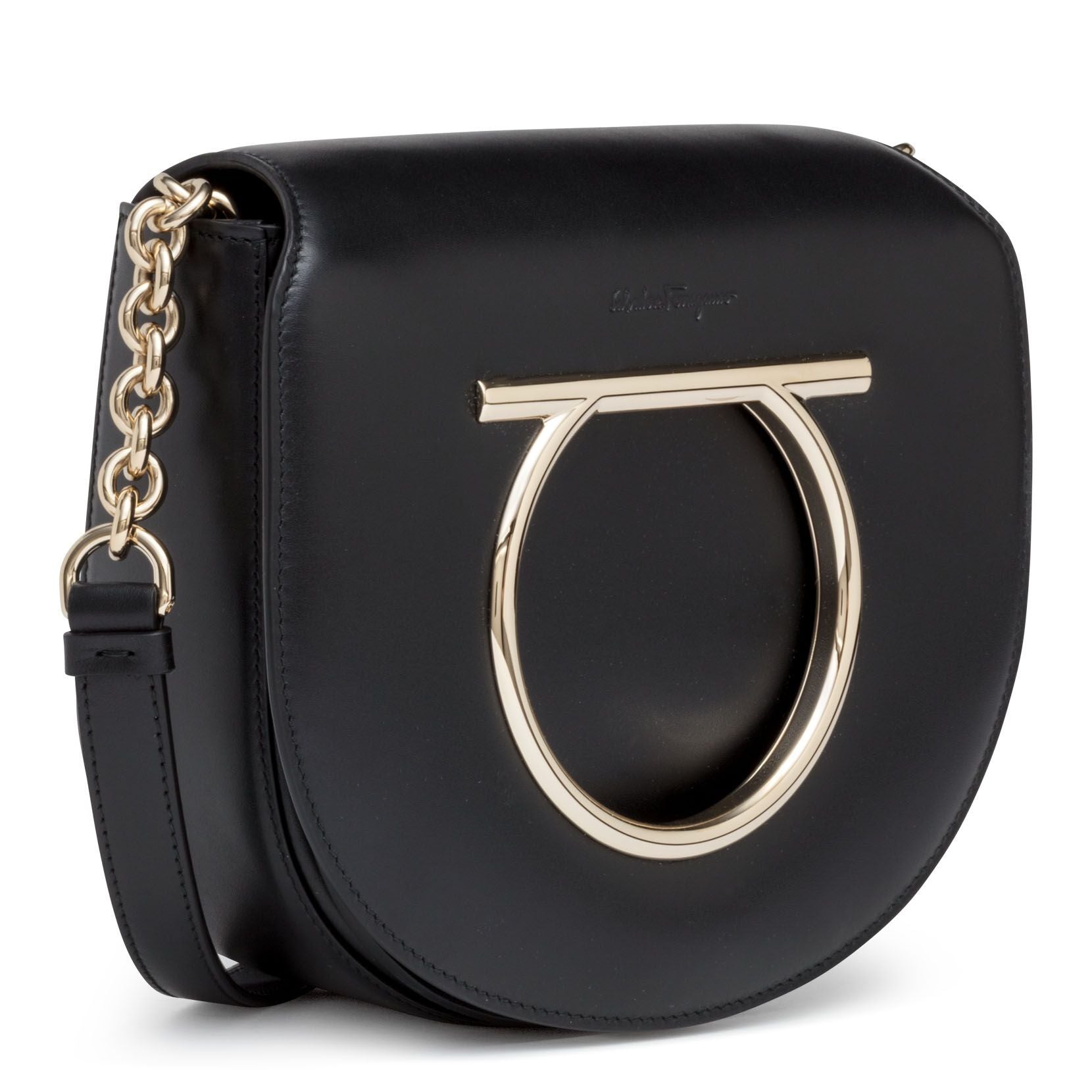 Gancino black leather bag