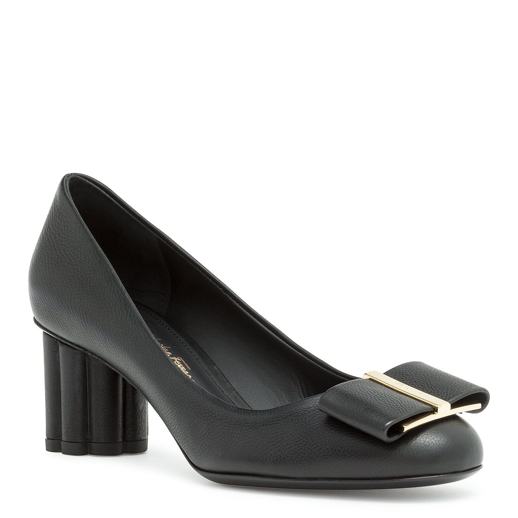 Capua 55 black calf flower heel pumps
