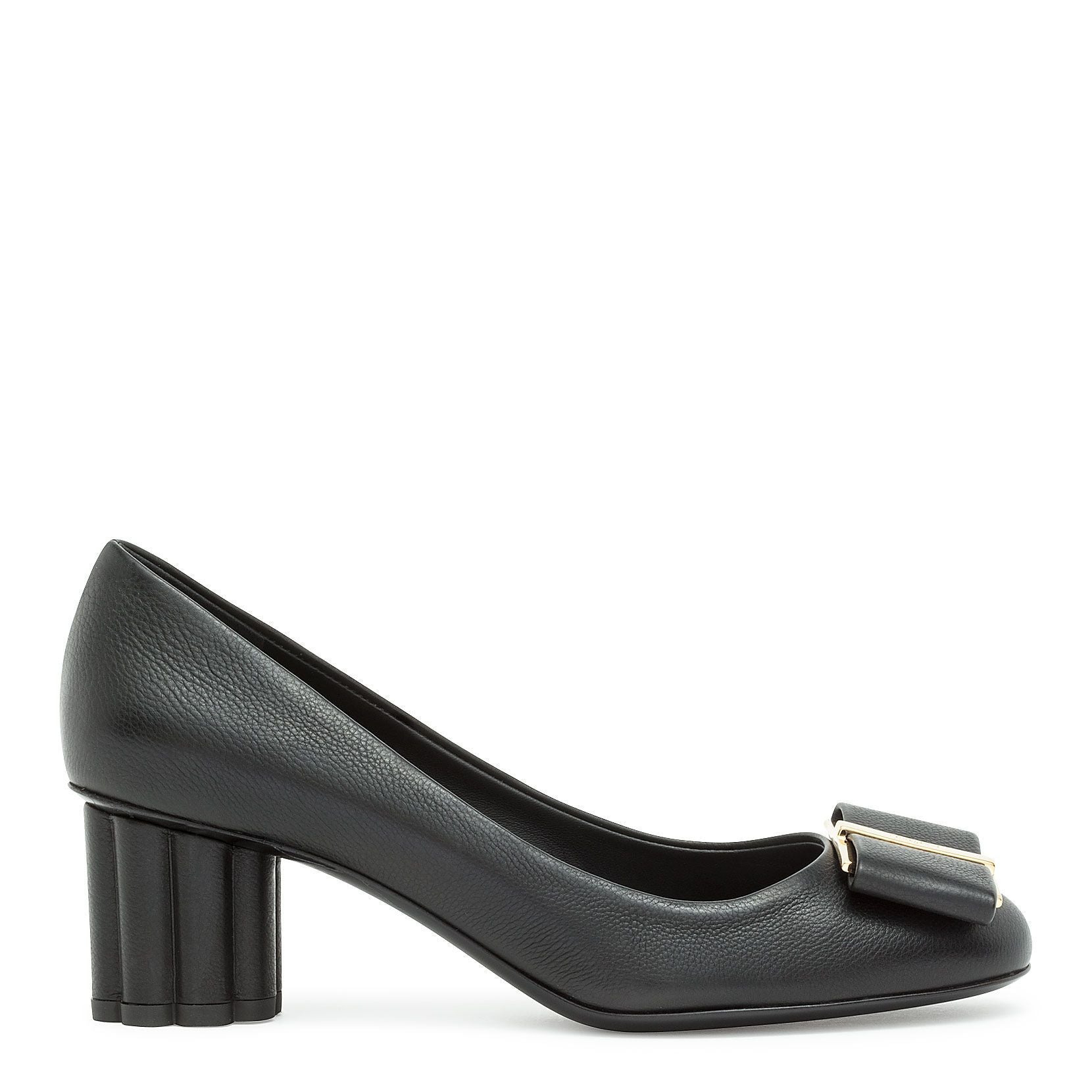 Capua 55 black calf flower heel pumps