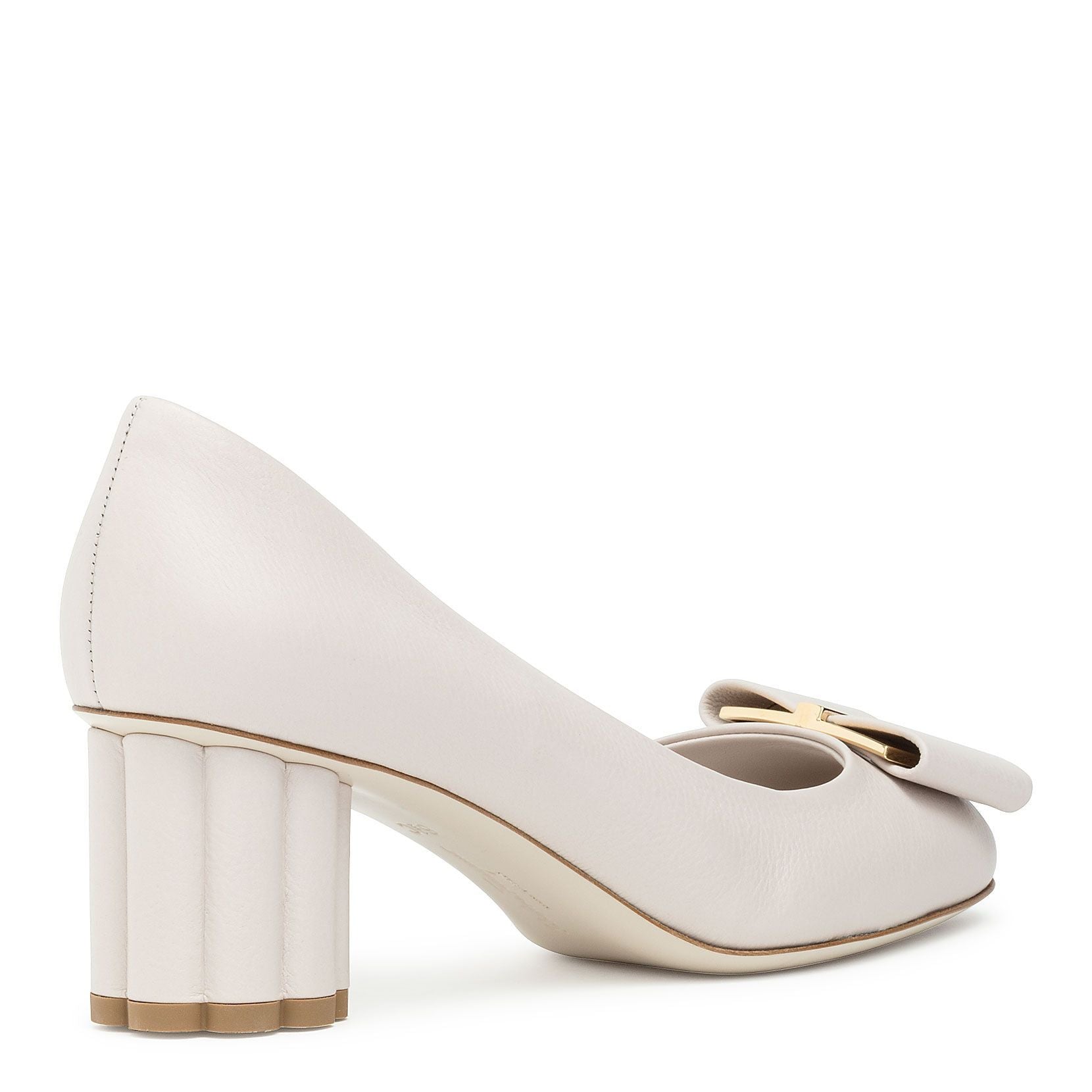 Capua 55 off white calf flower heel pumps
