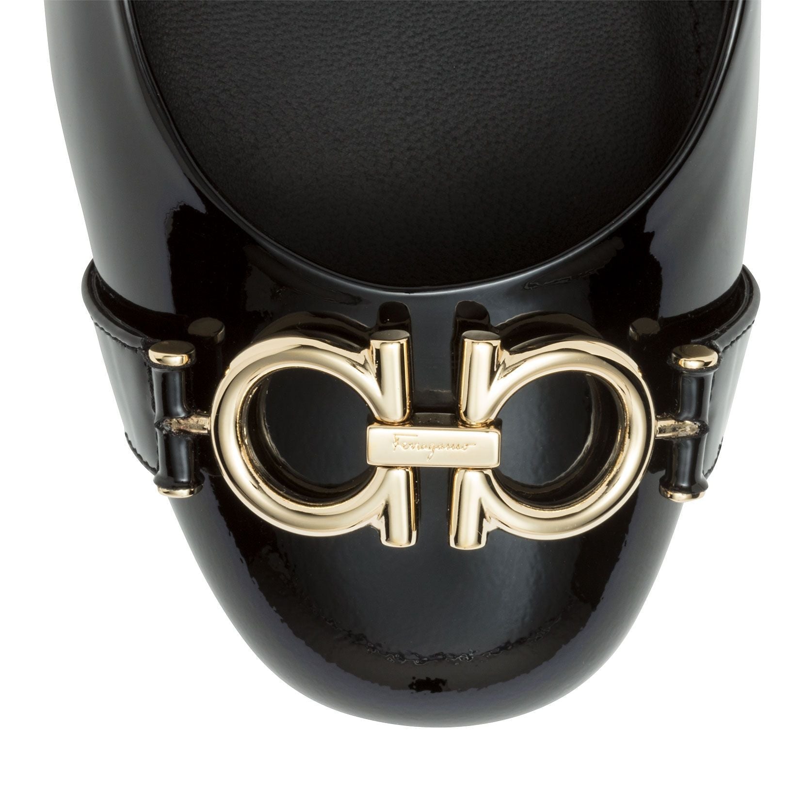 Garda black patent gancini pumps