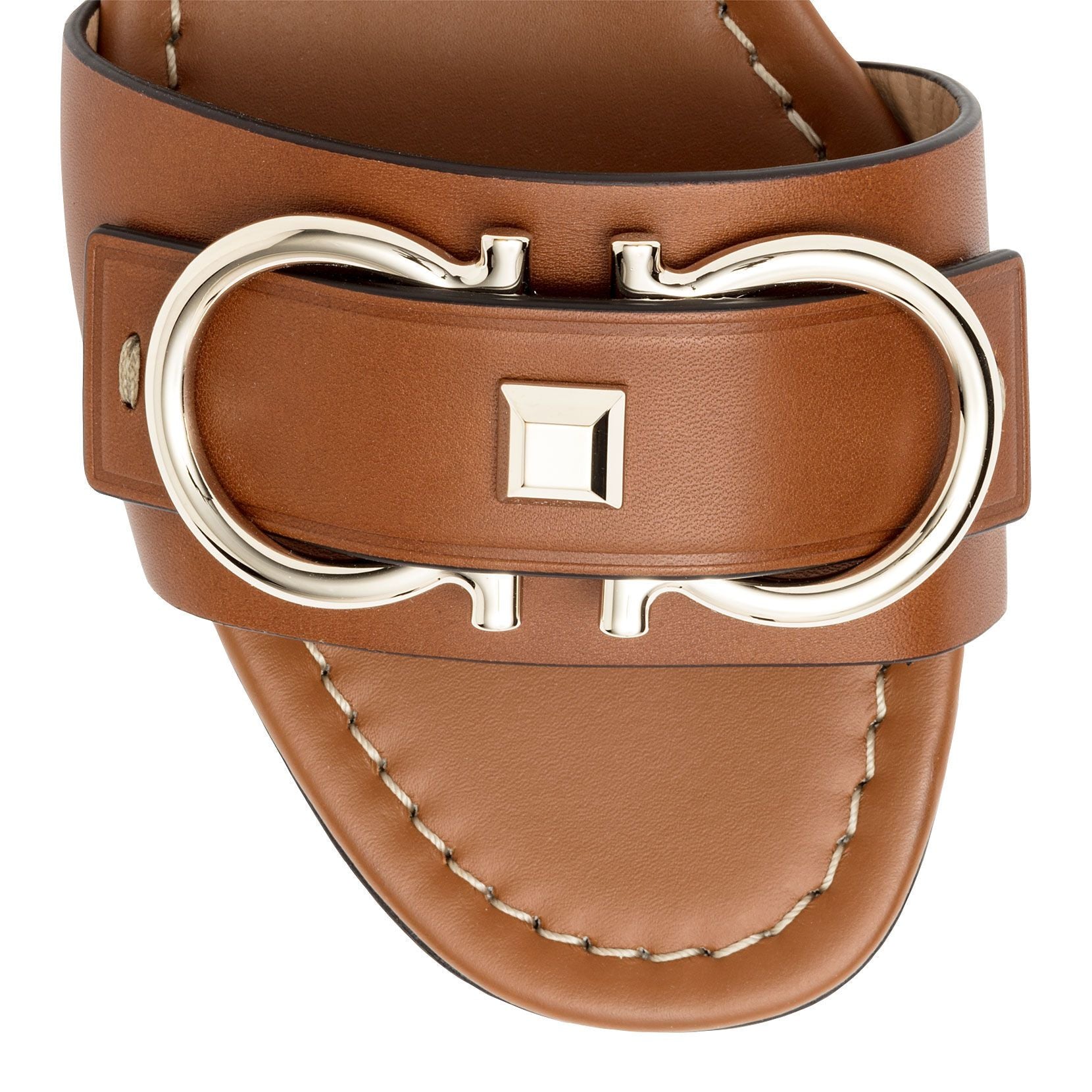 Solar tan calf leather slide sandals