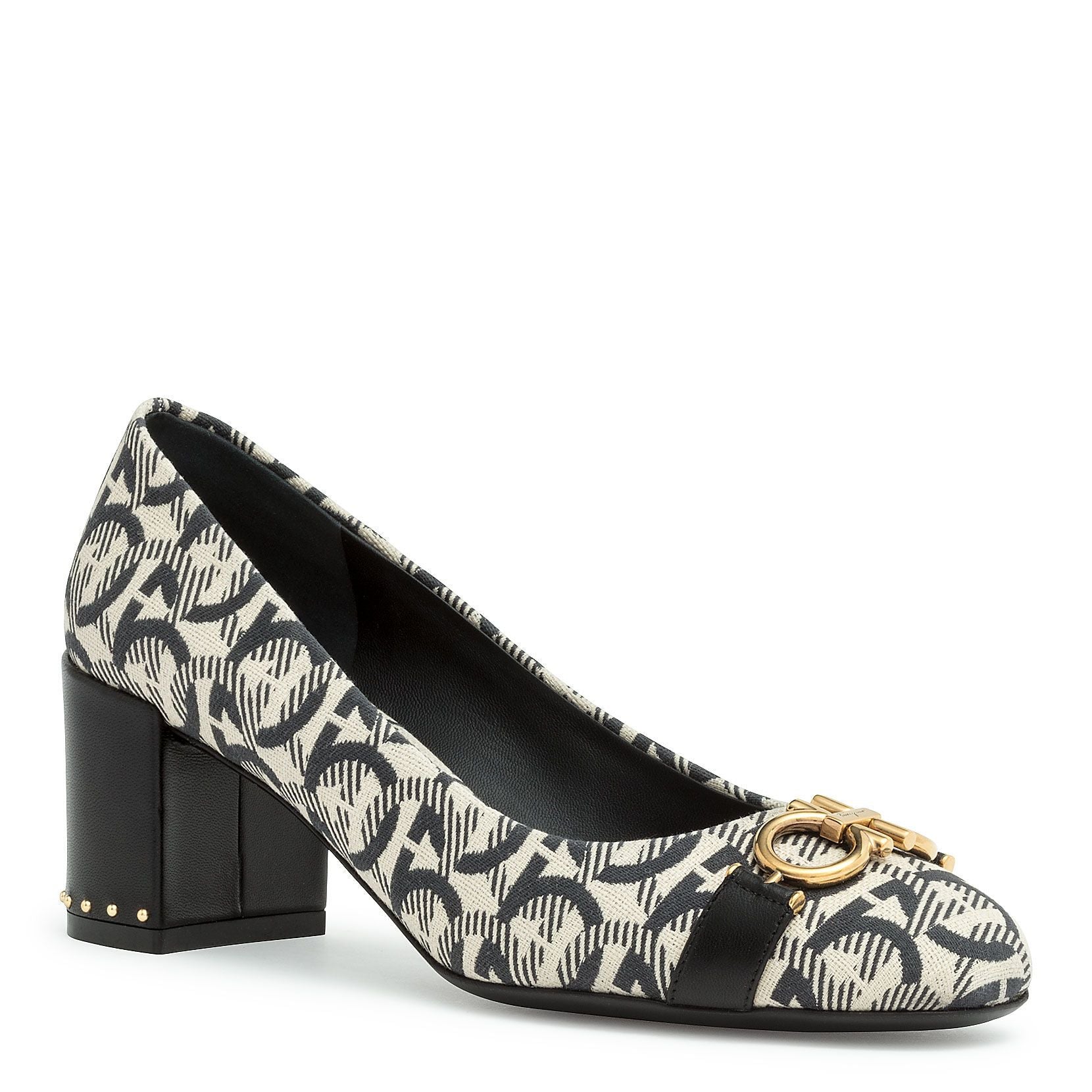 Garda T black jaquard gancini pumps