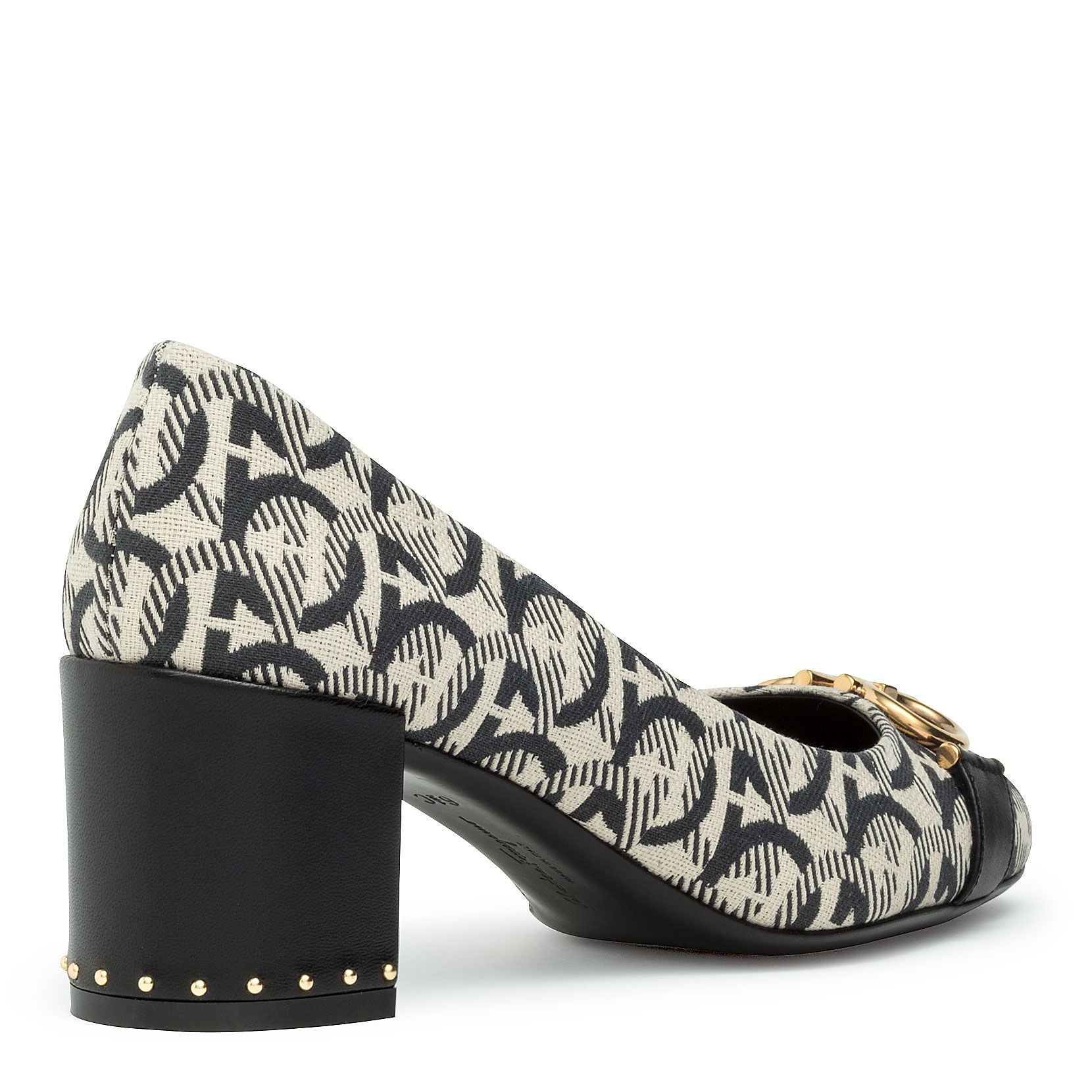 Garda T black jaquard gancini pumps