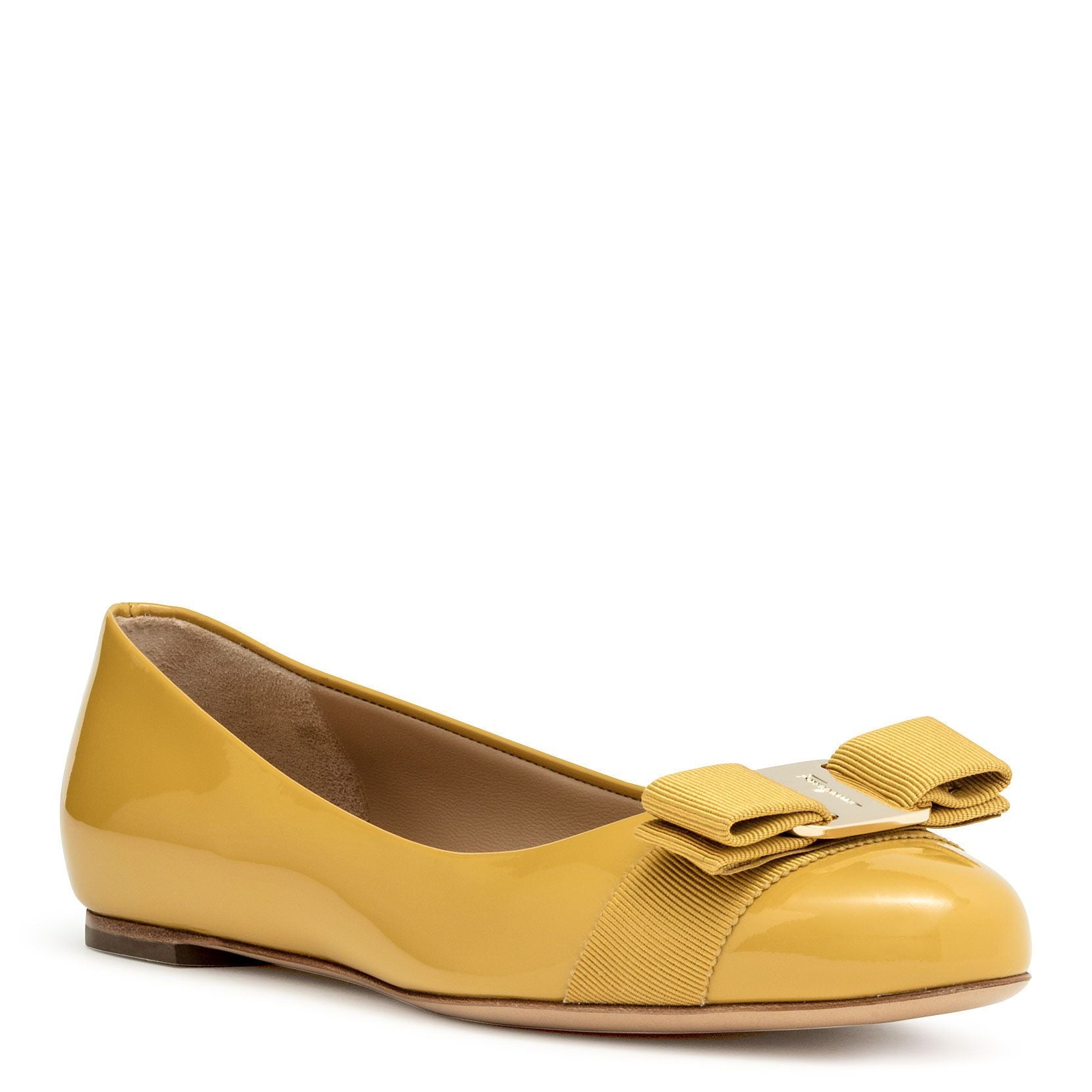 Varina medallion yellow patent ballerinas