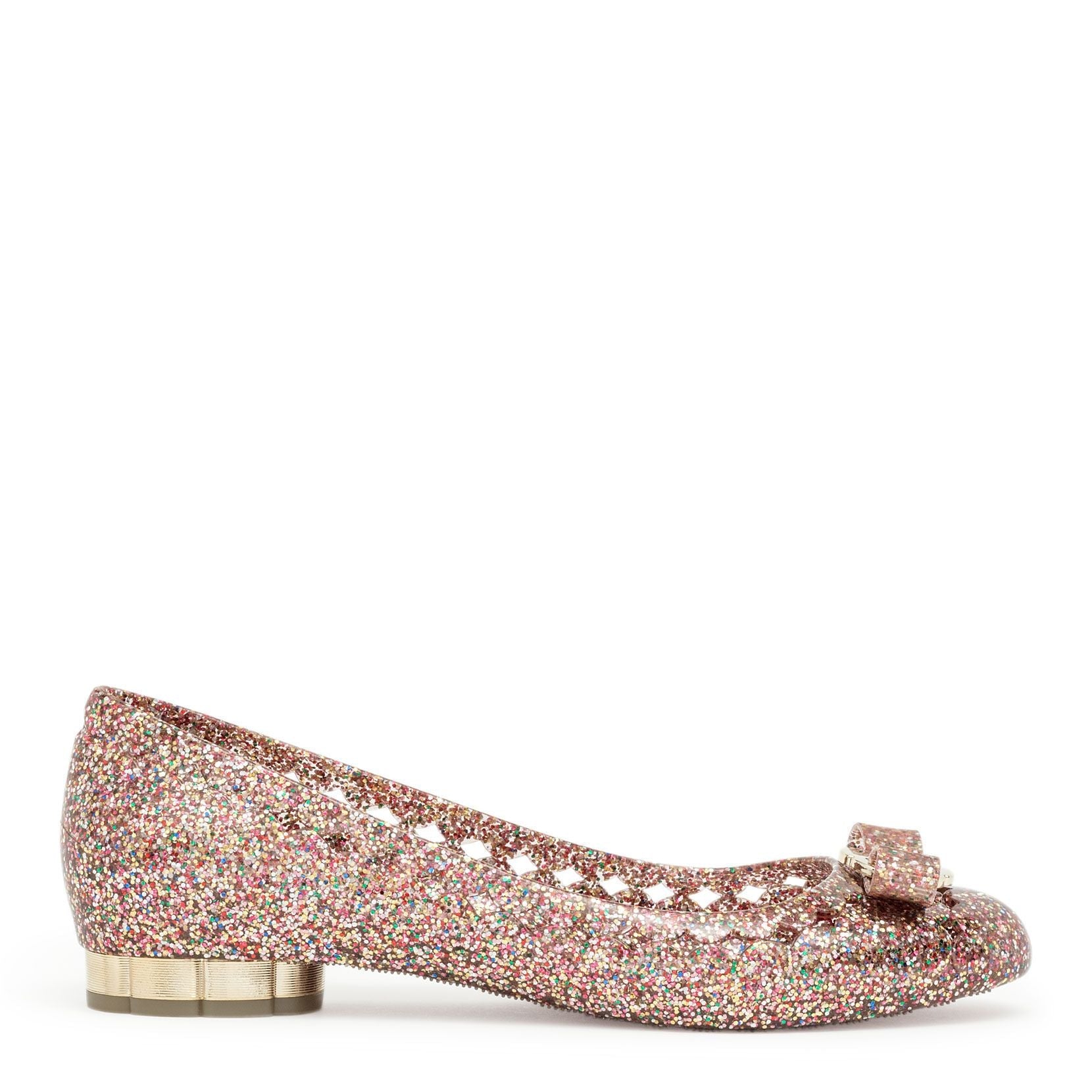 Jelly multi color glitter rubber ballerinas