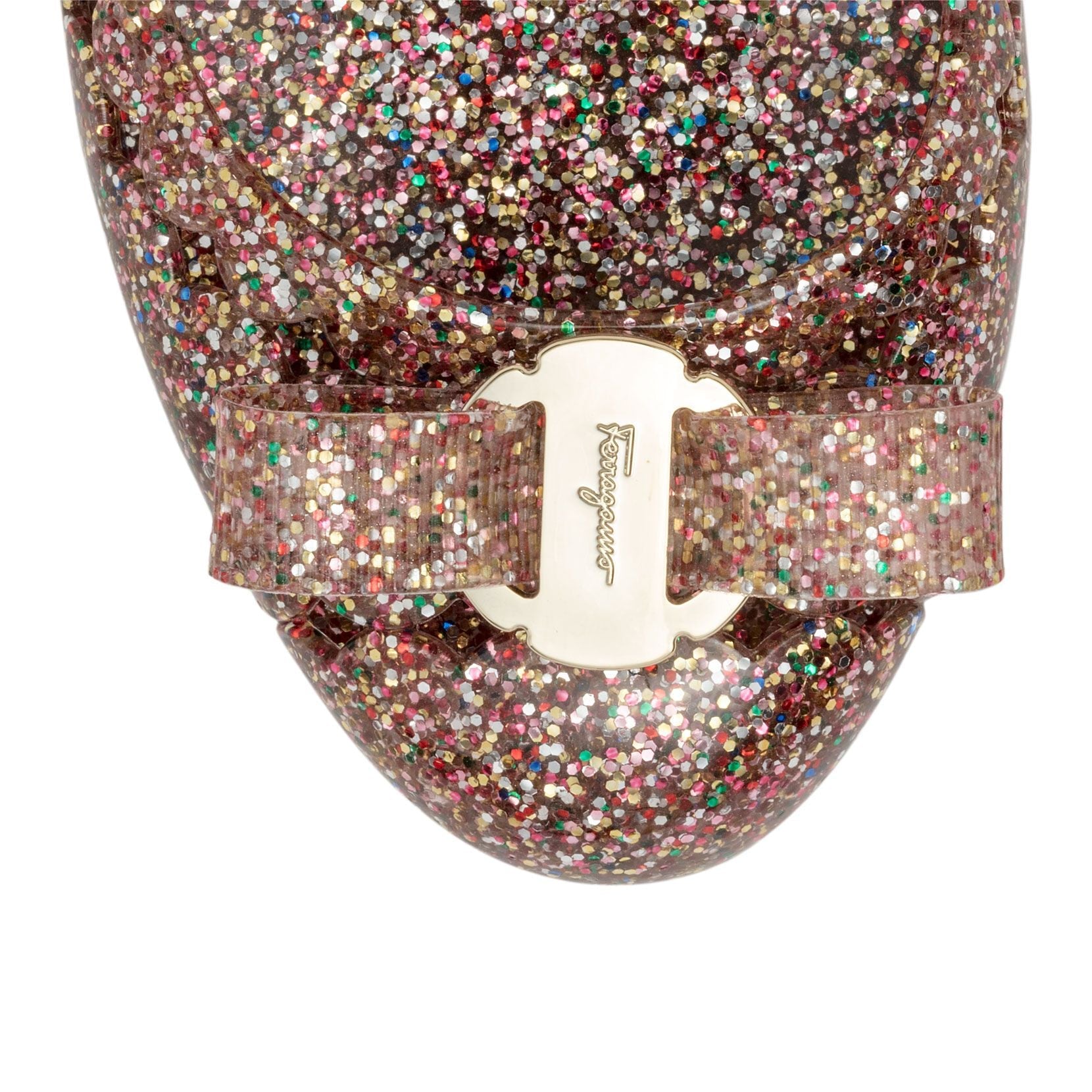 Jelly multi color glitter rubber ballerinas