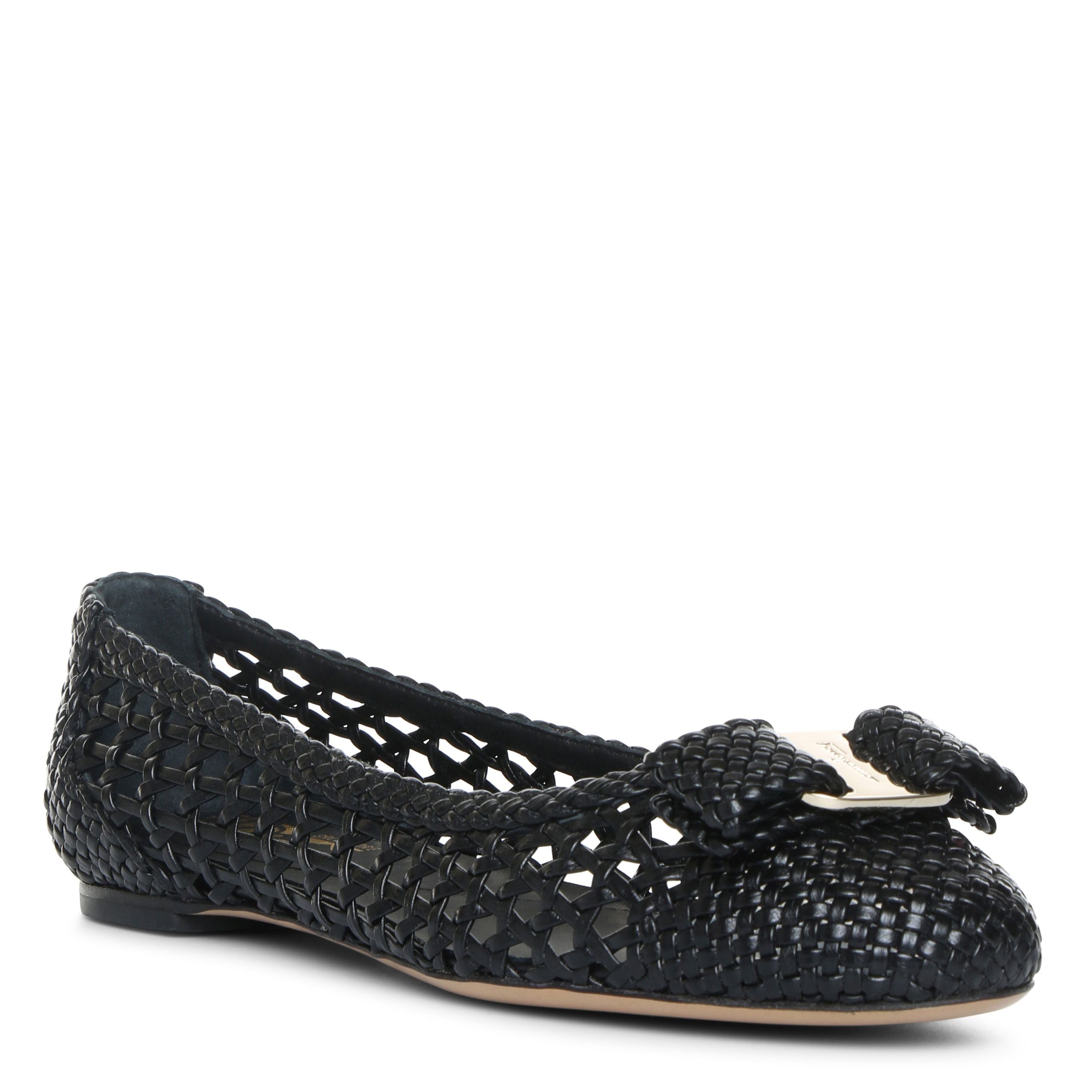 Varina black woven nappa ballerinas