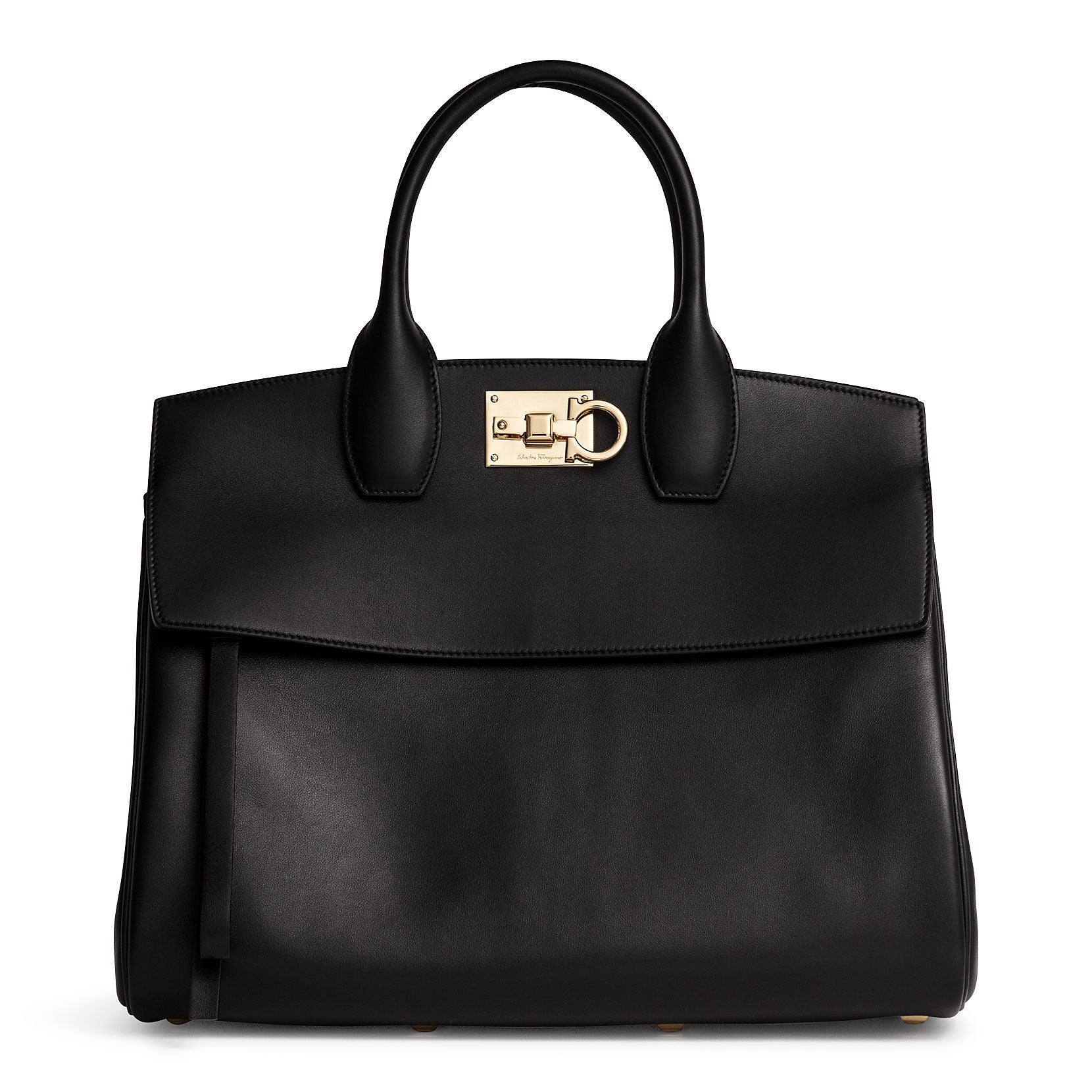 The Studio black leather large bag