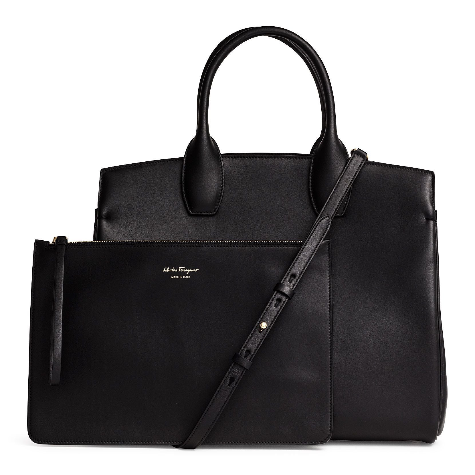 The Studio black leather large bag