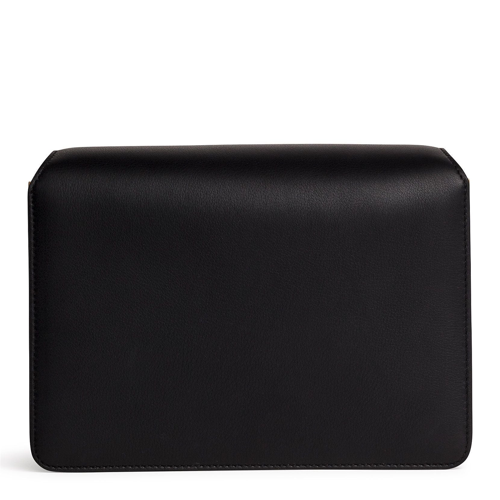 Joanne black leather shoulder flap bag