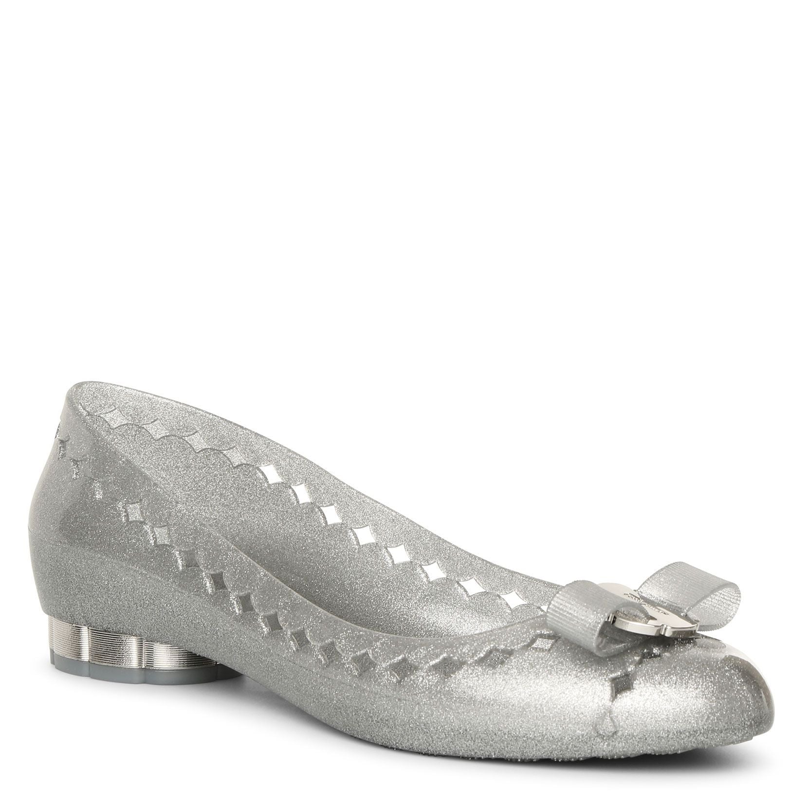 Flower heel jelly ballet flats