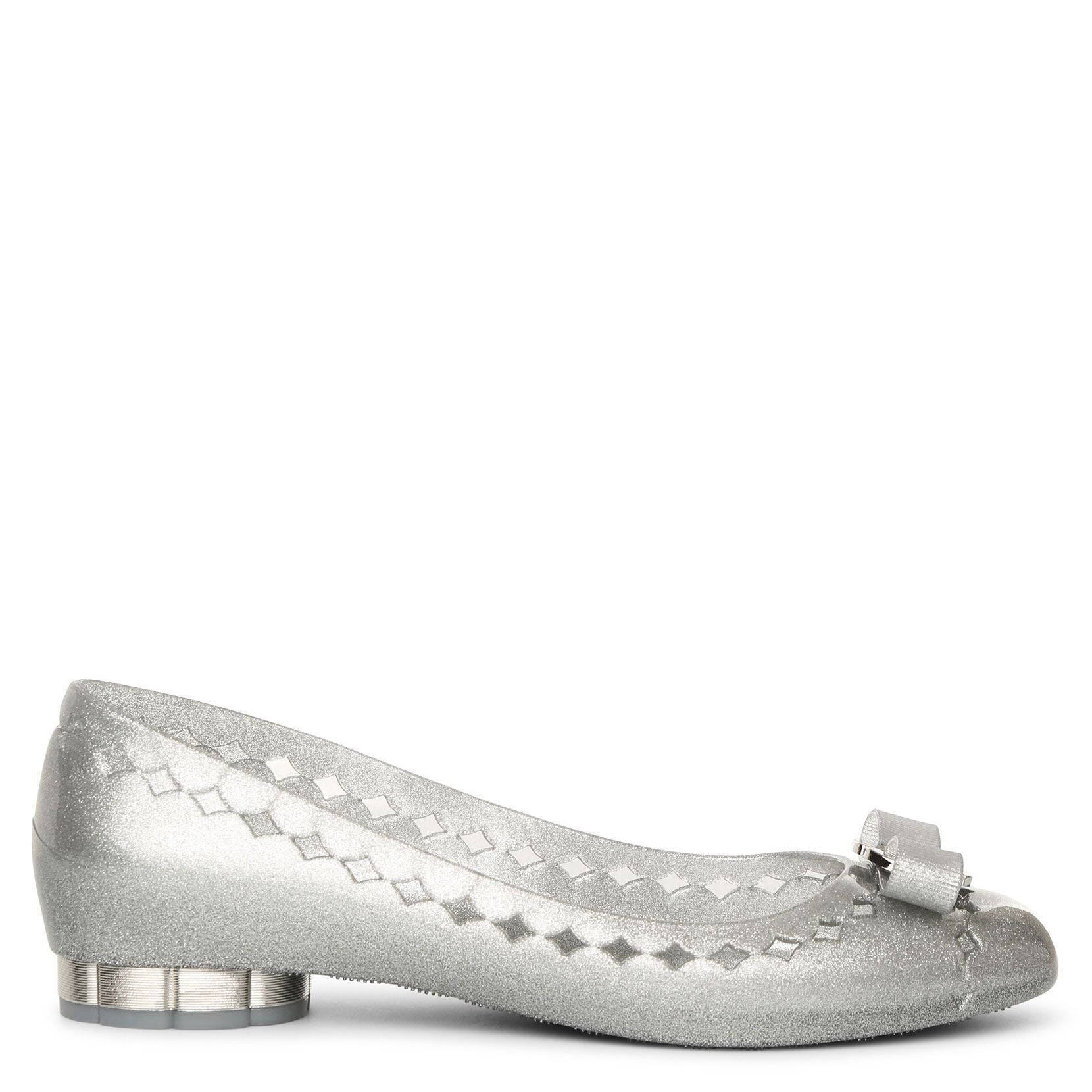 Flower heel jelly ballet flats