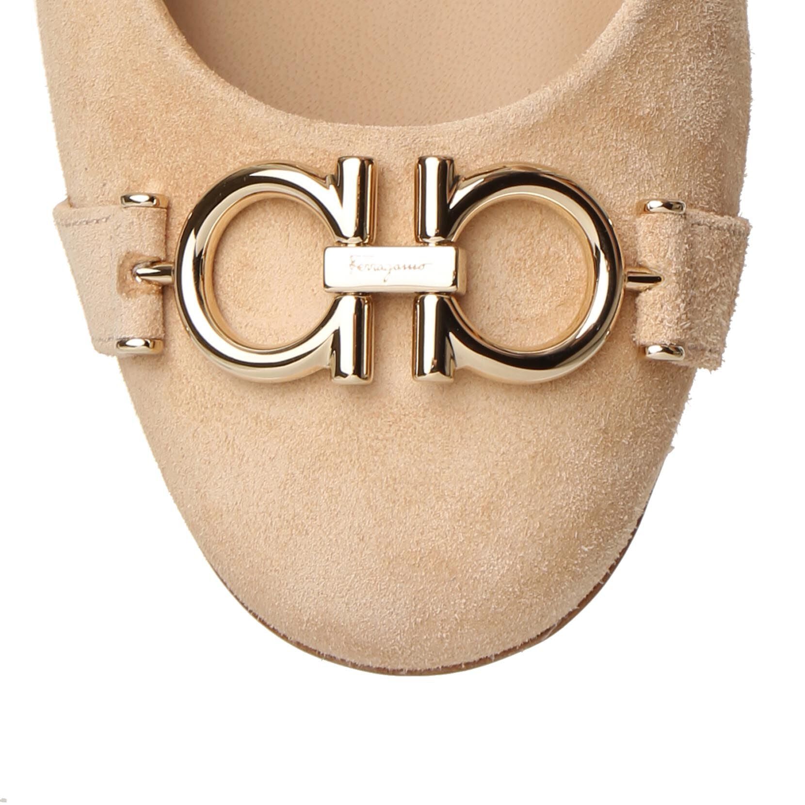 Gancini suede almond pumps
