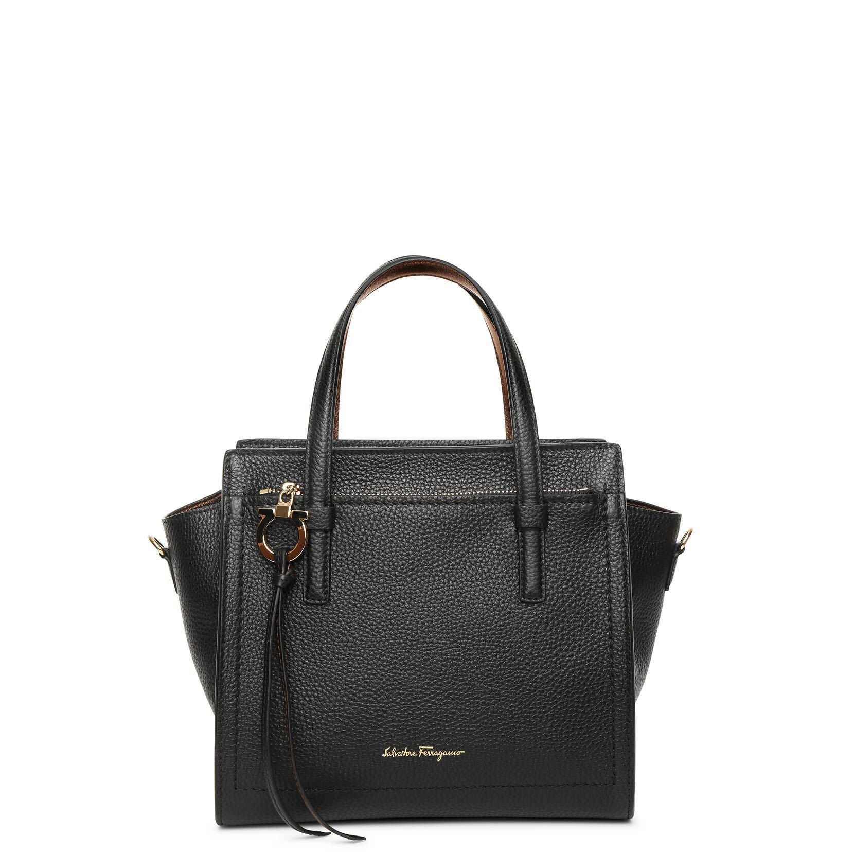 Amy S black leather tote bag